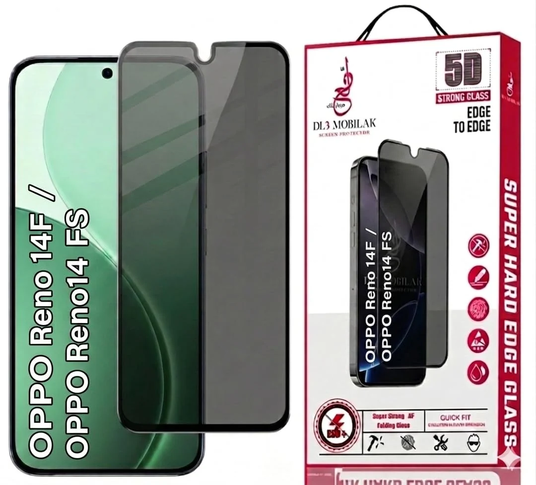 DL3 Mobilak OPPO Reno 14F / OPPO Reno14 FS Privacy Screen Protector, Does not support fingerprint, Anti-Spy 9H Hardness Tempered Glass Film [Case Friendly] [Bubble Free] - Black