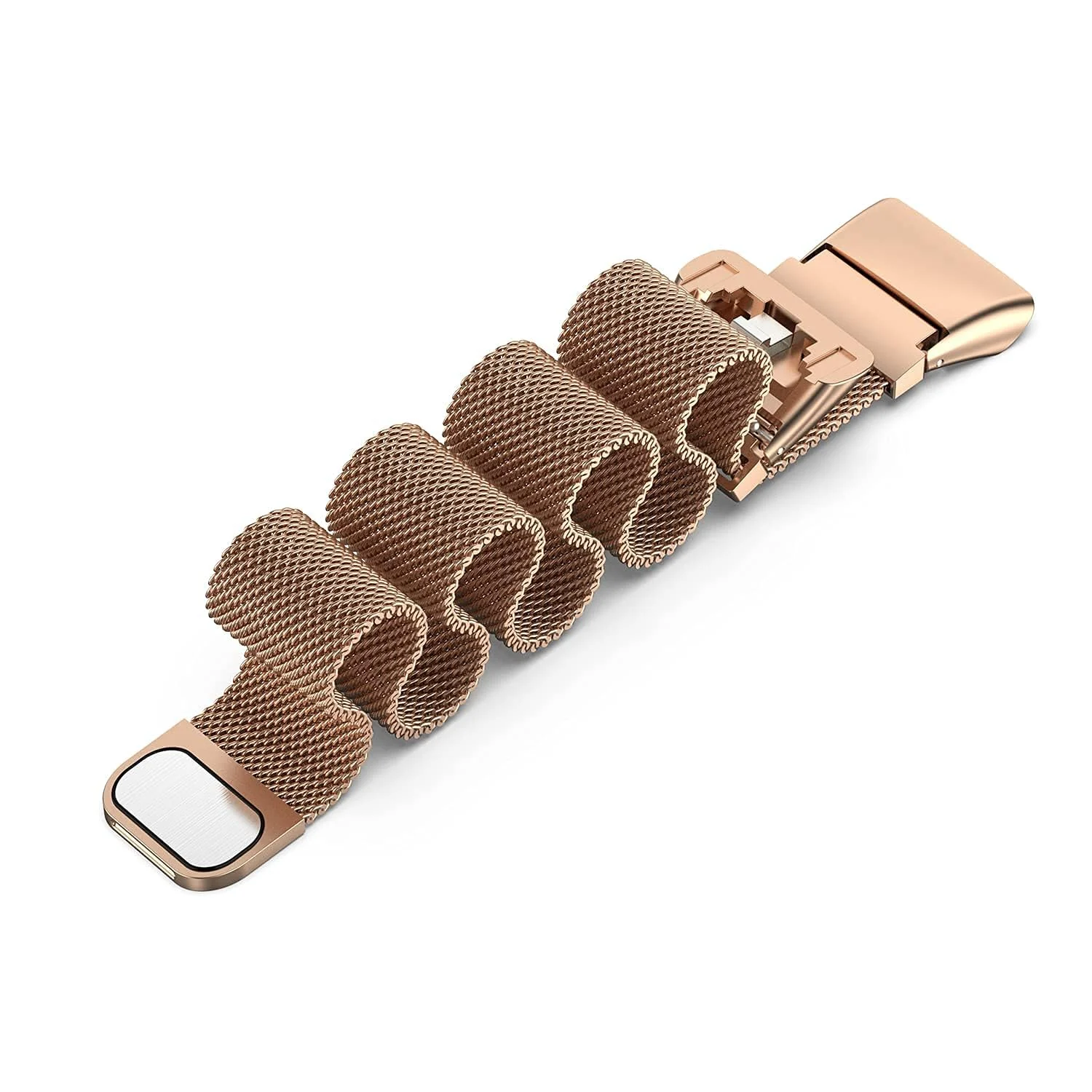 DL3 Mobilak Strap for Honor Band 6/Huawei Band 6/Huawei Band 6 Pro, Metal Woven Stainless Steel Magnetic Replacement Strap, Classic Adjustable Watch Strap For Honor Band 6 Bracelets - Rose Gold