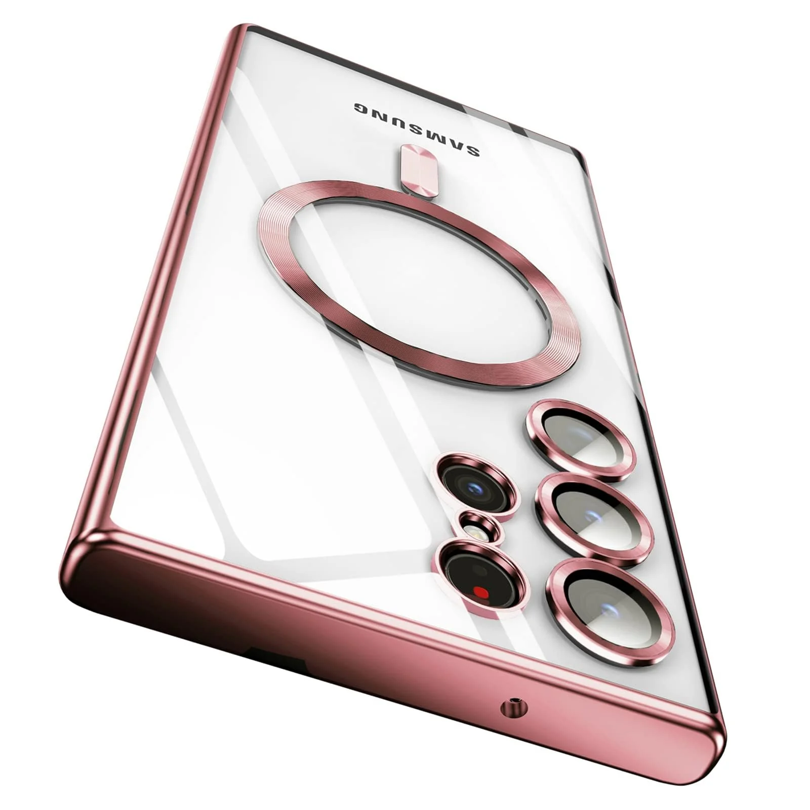 DL3 Mobilak Clear TPU Case for Samsung Galaxy S23 Ultra Compatible with, Compatible with MagSafe accessories, Supports wireless charging, Camera protection - Pink