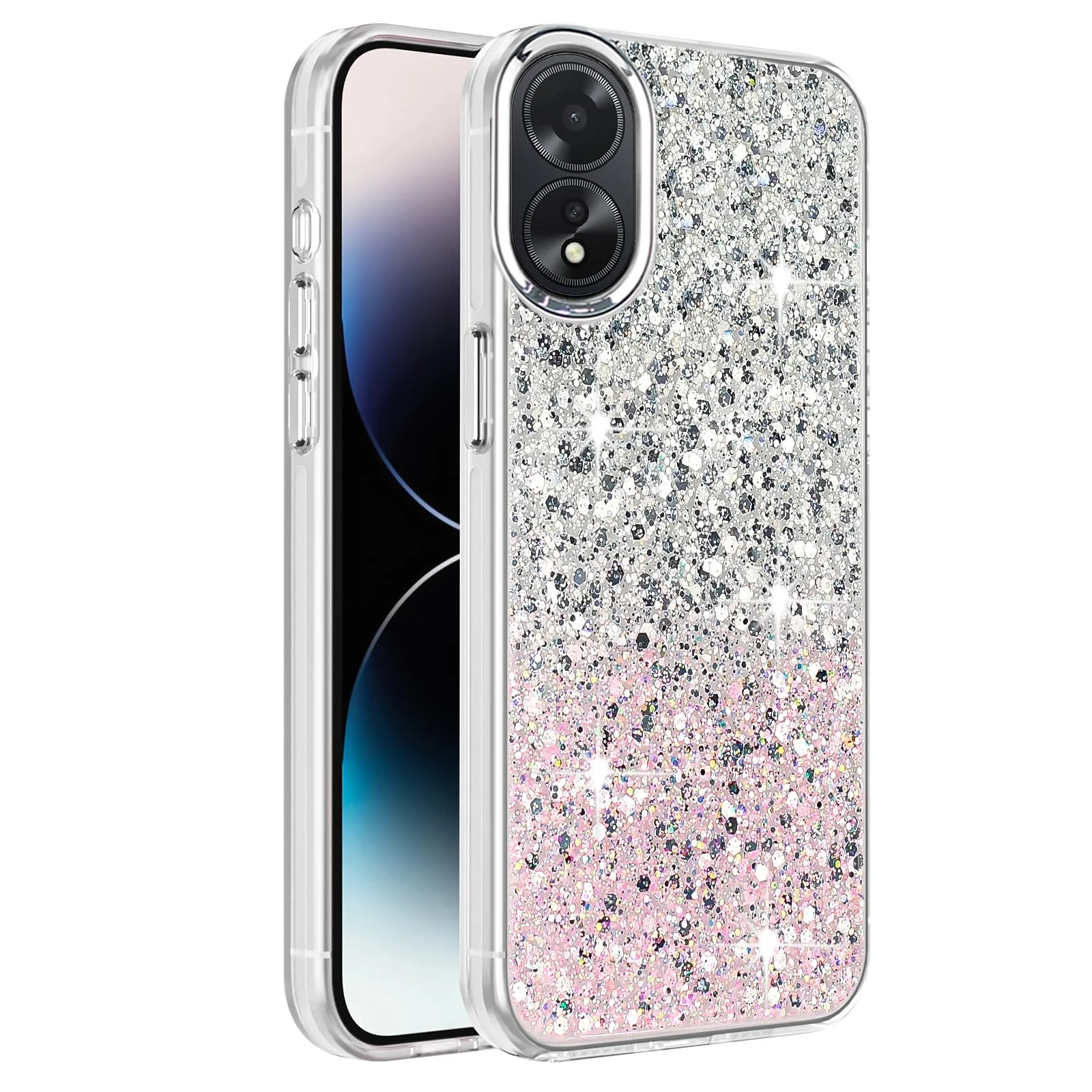 Oppo A38 / Oppo A18 — DL3 Mobilak Glitter Protective Case for OPPO A38 / OPPO A18, Supports wireless charging, Camera protection, Shock-absorbing protection