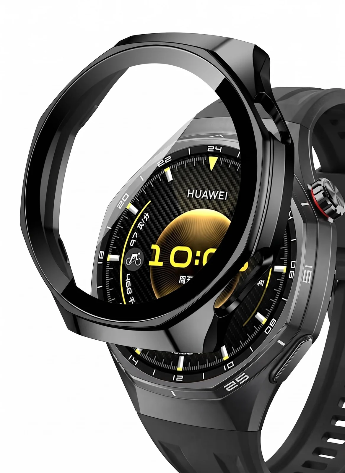 Dl3 Mobilak Case Compatible with Huawei Watch GT 6 Pro 46MM, Full Coverage Slim Hard Case Protective Bumper Built-in Tempered Glass Screen Protector Shell for GT6 Pro 46MM - Black