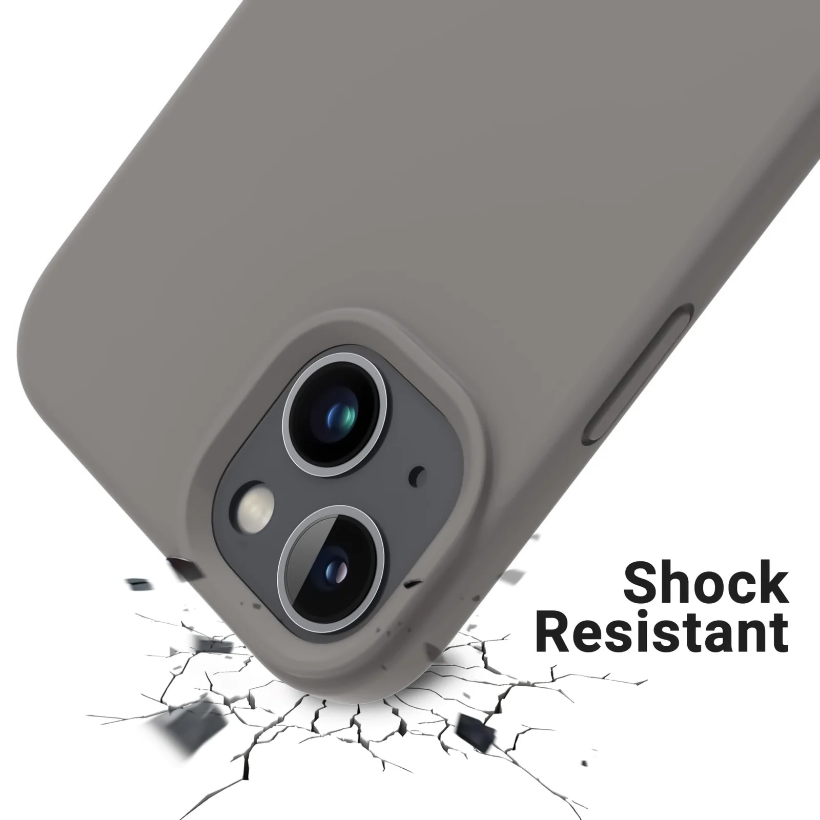 DL3 Mobilak Liquid Silicone Case for iPhone 13 / iPhone 14 (6.1 Inch), Shock-absorbing protection, Scratch-resistant surface, Soft microfiber lining - Stone 2