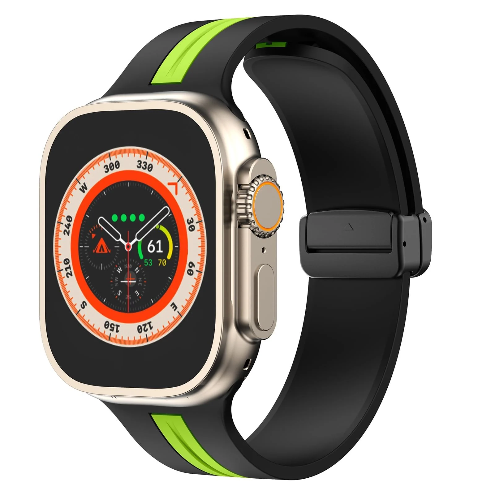 DL3 Mobilak Magnetic Strap for Apple Watch Band 49mm 45mm 44mm 41mm 40mm 38mm 42mm, Silicone Replacement Wristband Strap for iwatch Series 9 8/7/6/5/4/3/2/SE ( & Lime, 42mm/44mm/45mm/49mm) - Black & Lime