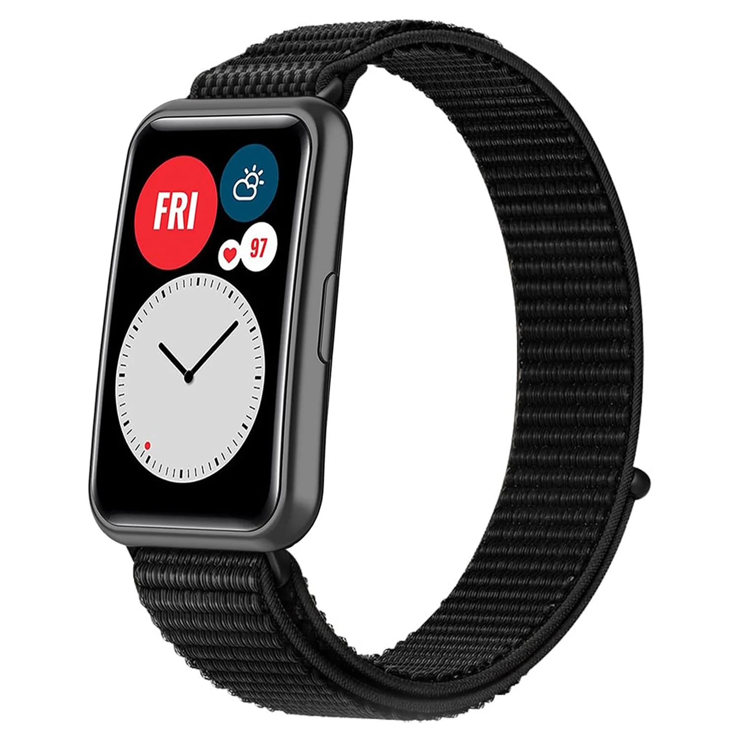 DL3 Mobilak Nylon Strap for Huawei Watch Fit Watch Band, Men and Women Breathable Elastic Bracelet, Adjustable Straps Replacement Band Sport Watchband for Huawei Watch Fit - Black