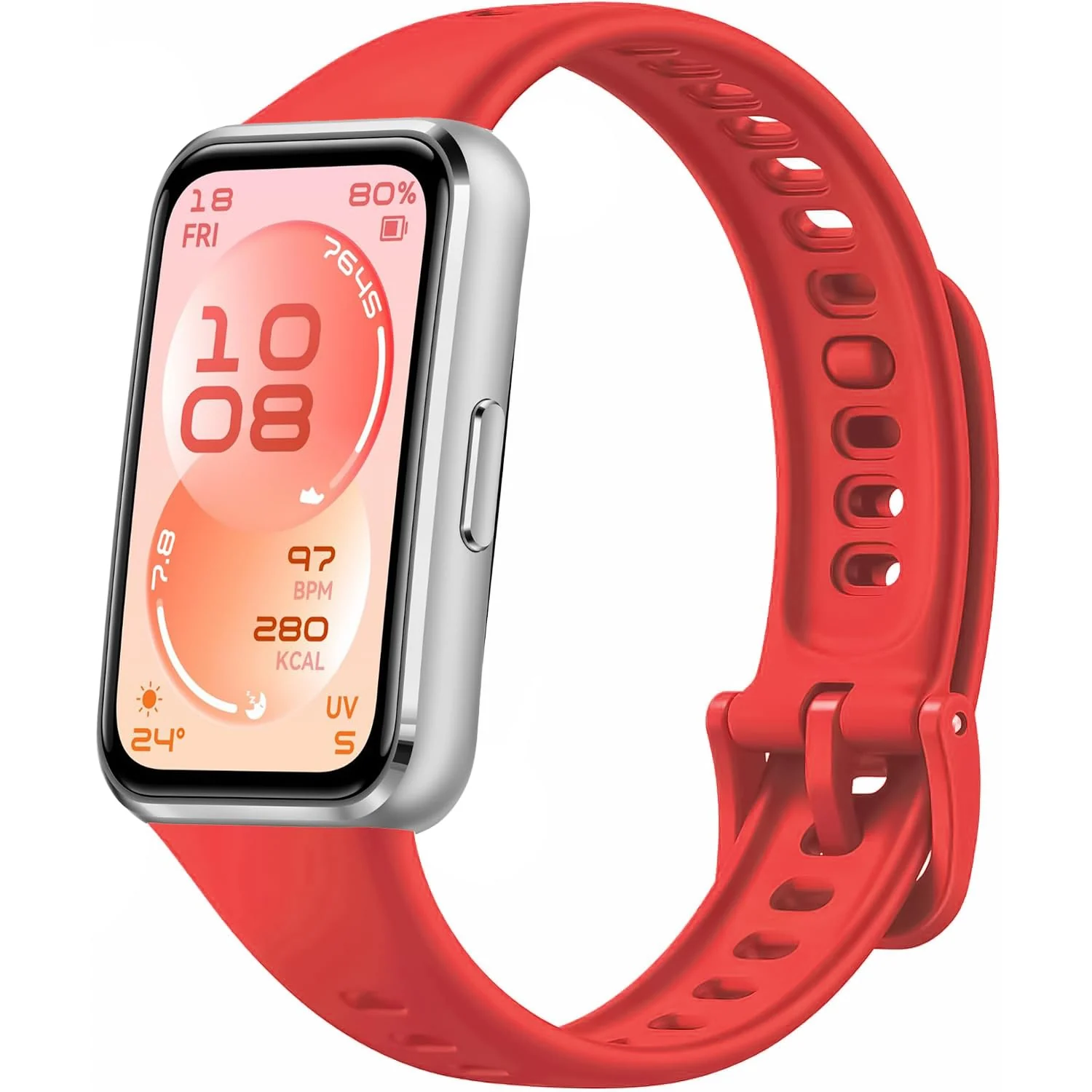 DL3 Mobilak Silicone Bracelet for Huawei Band 11/Band 11 Pro Strap, Soft Silicone Sport Band, Soft Breathable, for Huawei Band11/11 Pro Adjustable Replacement Strap - Red