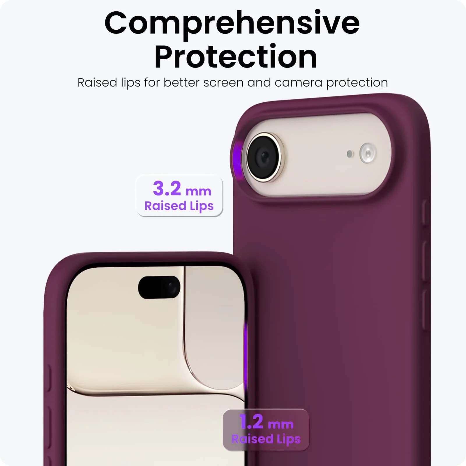 DL3 Mobilak Liquid Silicone Protective Case for iPhone 17 Air 6.5-Inch with Microfiber Lining and Shockproof Design - Wine Red