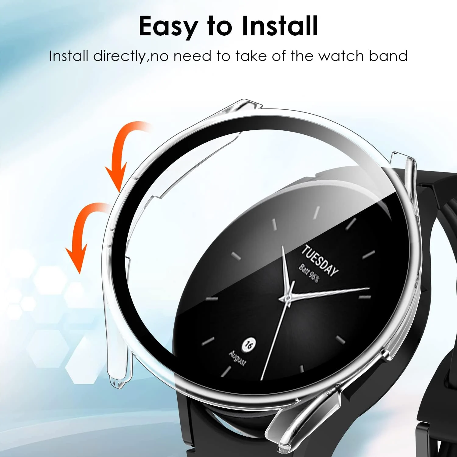 DL3 Mobilak For Xiaomi Watch S2 42mm Case with Tempered Glass Screen Protector for Xiaomi Watch S2 42mm, 9H Hardness 360° All-Round Protective Ultra Thin Protective PC Case - Clear