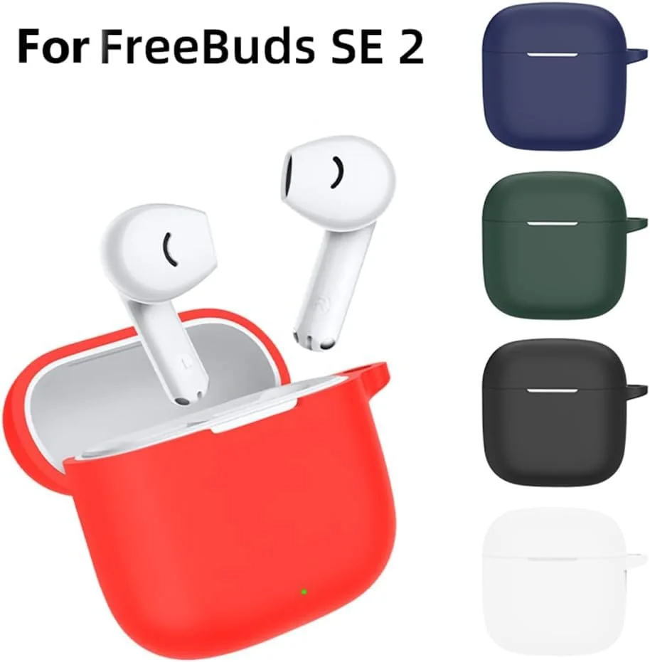 DL3 Mobilak Silicone Case Compatible with Huawei Freebuds SE 2 Earbuds, Soft Silicone Protective Case Cover, Shockproof Sleeve with Carabiner - Blue