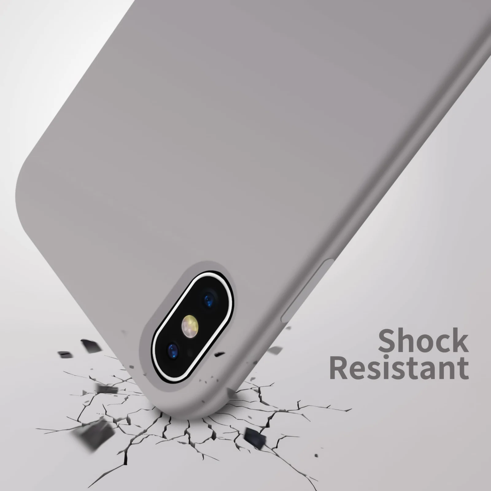 DL3 Mobilak Liquid Silicone Protective Case for iPhone XS Max with Camera Protection and Microfiber Lining - A Stone