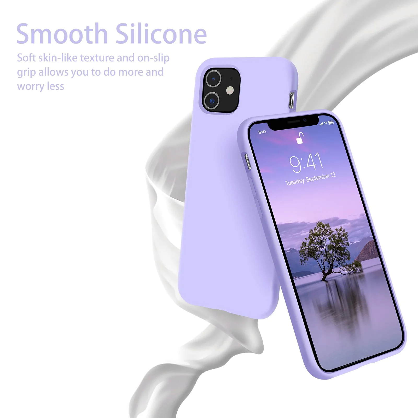 DL3 Mobilak Liquid Silicone Protective Case for iPhone 11 (6.1 Inch) with Camera Protection and Microfiber Lining - Light Purple