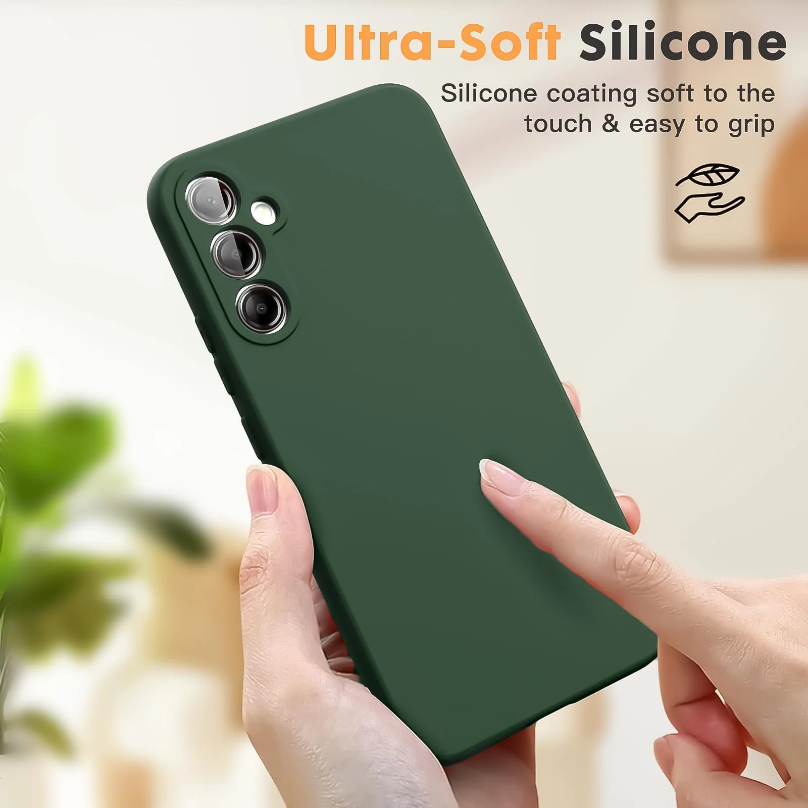 DL3 Mobilak Soft Silicone Protective Case for Samsung Galaxy A34 4G / 5G with Microfiber Lining and Shockproof Design - Green