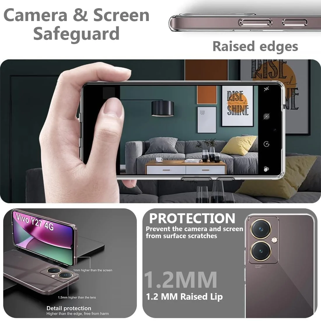 DL3 Mobilak Case Compatible with vivo Y27 4G Case Crystal Soft TPU Gel Case Flexible Silicone Anti-Scratch Camera Protection TPU Cover - Clear