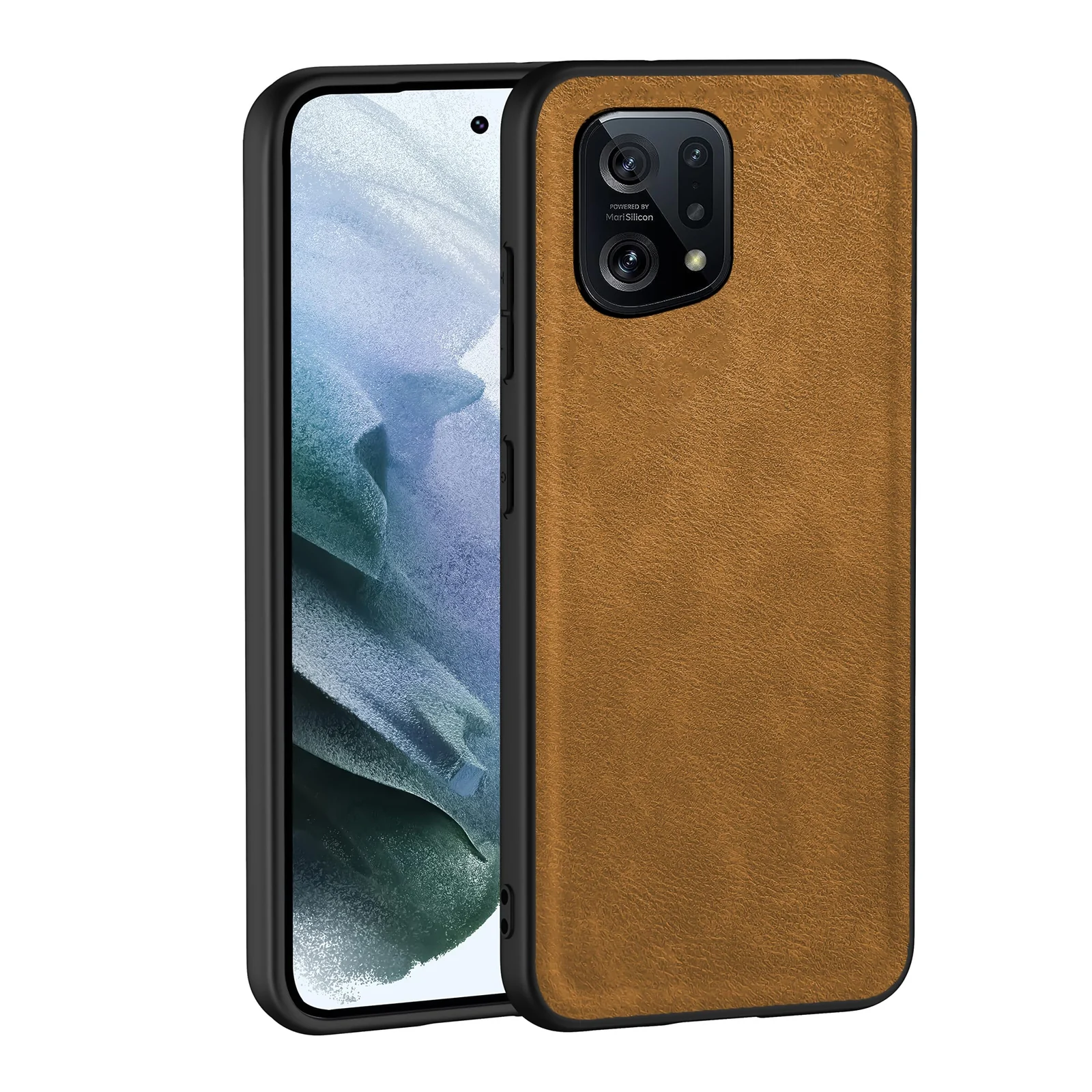 Dl3 Mobilak Case for Oppo Find X5 Leather Case,Anti-Drop, Anti-Shock, Non-Slip Texture,Simple Cell Phong Cover (Brown)