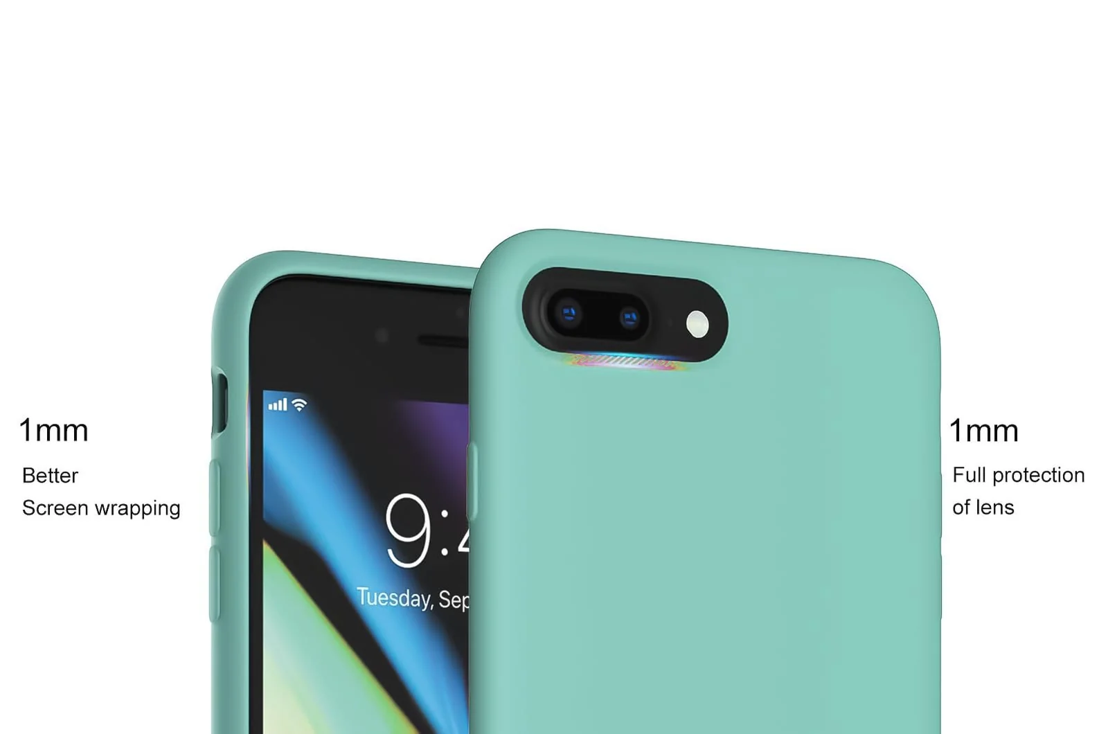DL3 Mobilak Liquid Silicone Protective Case for iPhone 7 Plus / iPhone 8 Plus with Camera Protection and Microfiber Lining - Sea Blue