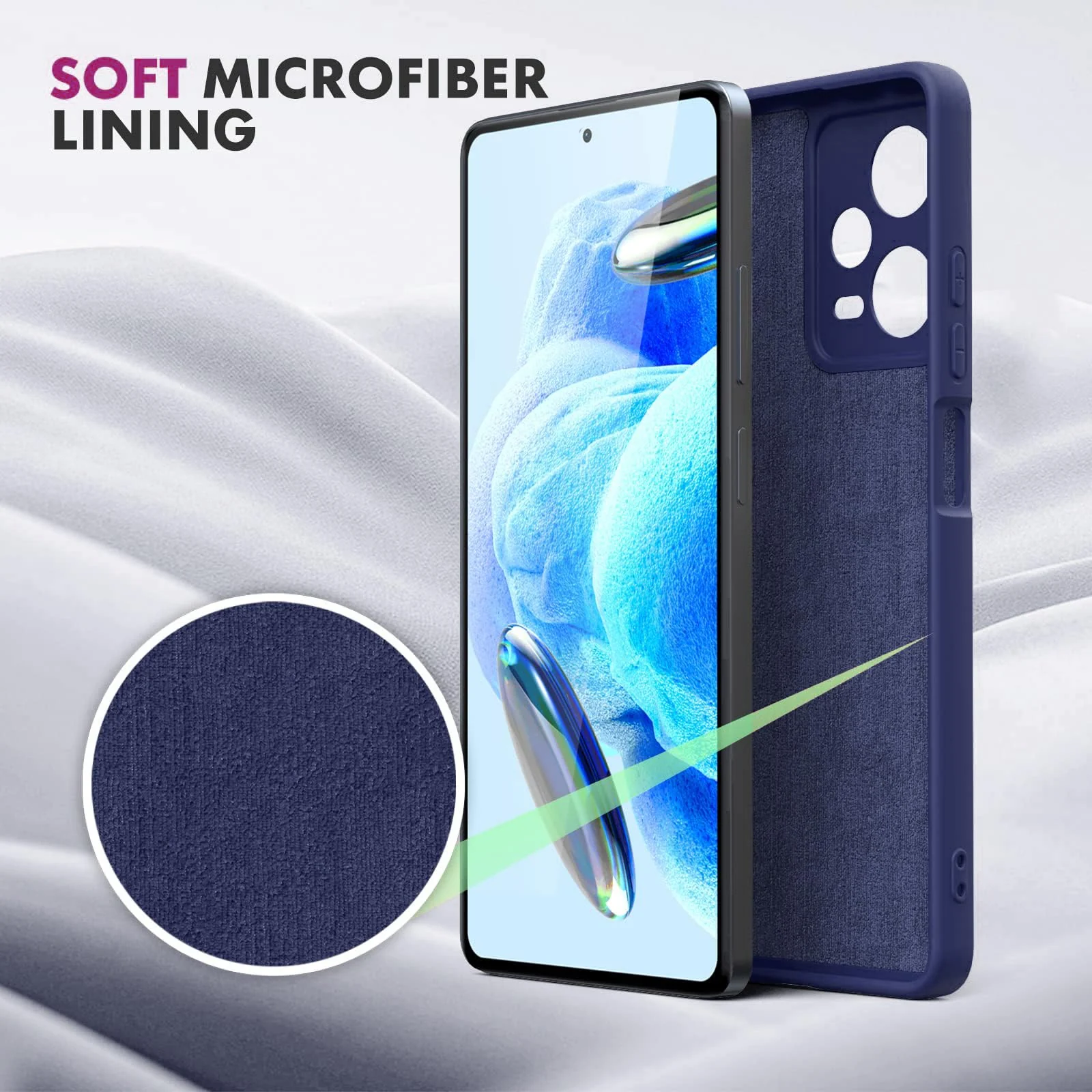 DL3 Mobilak Liquid Silicone Protective Case with Soft Microfiber Lining with Full Camera Protection for Xiaomi Redmi Note 12 Pro Plus 5G - Blue 2