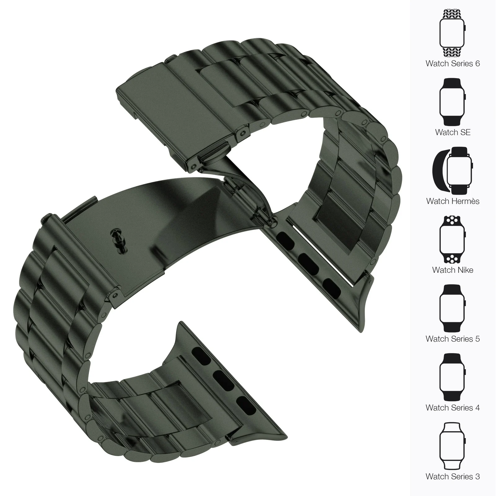 DL3 Mobilak Stainless Steel Band with Case Compatible with Apple Watch Band 45mm Series 9/8/7, Men Woman Business Strap with Protective Bumper Cover for iWatch Series 7/8/9 45mm (Olive) - Olive Green