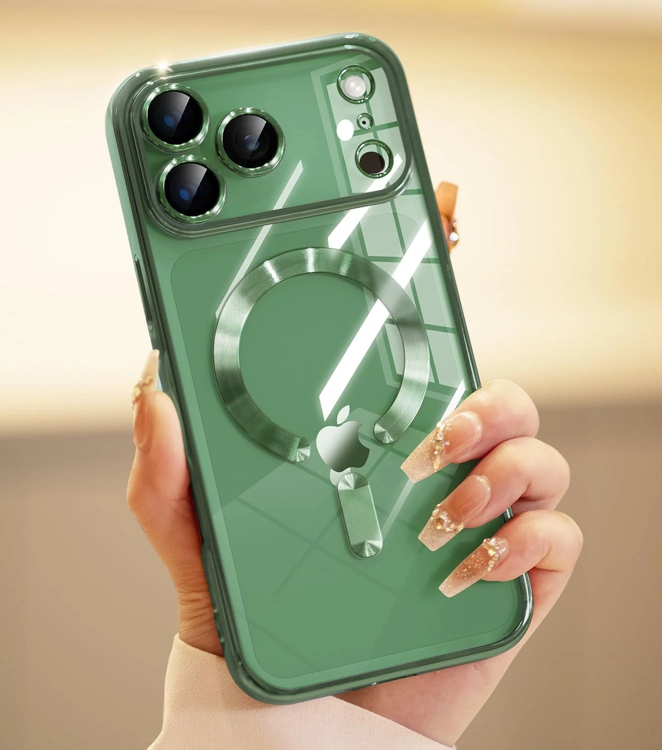 DL3 Mobilak Plated-Edge Protective Case for iPhone 17 Pro, Compatible with MagSafe accessories, Supports wireless charging, Camera protection - Green