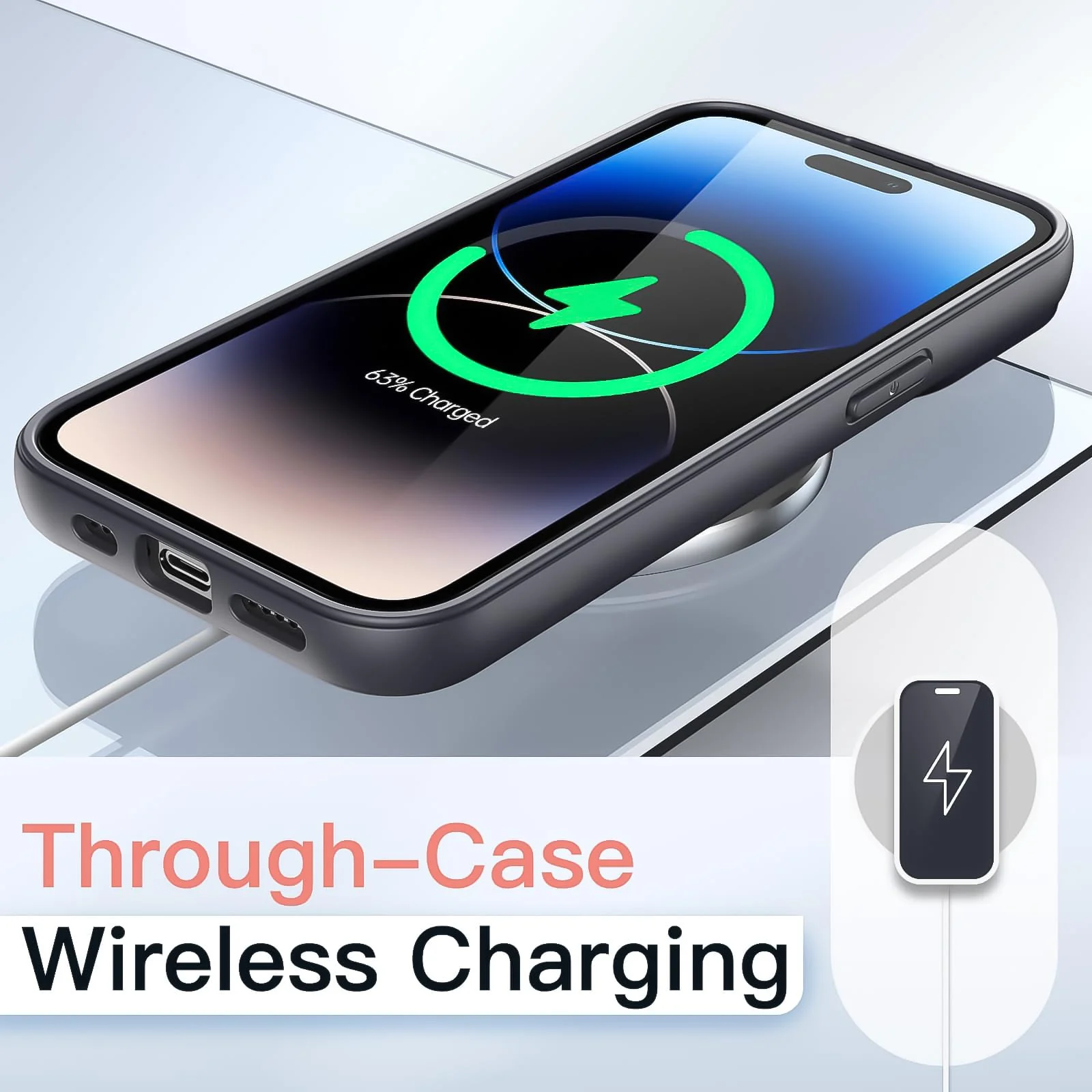 DL3 Mobilak Clear TPU Case for iPhone 16 Pro Max 6.9-Inch, Supports wireless charging, Shock-absorbing protection, Anti-fingerprint finish - Titanium Gray