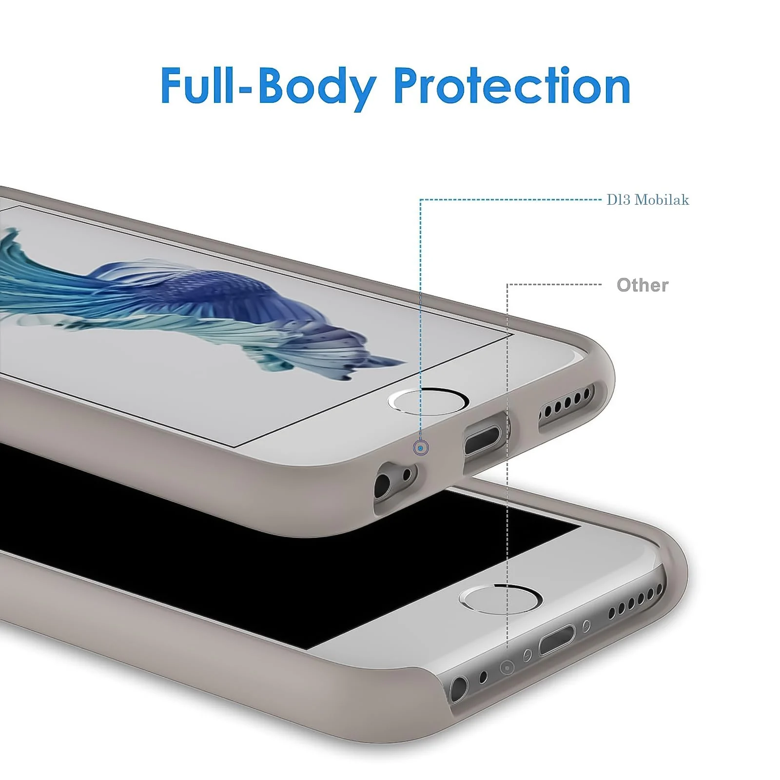 DL3 Mobilak Liquid Silicone Protective Case for iPhone 6 Plus / 6S Plus with Camera Protection and Microfiber Lining - Off White