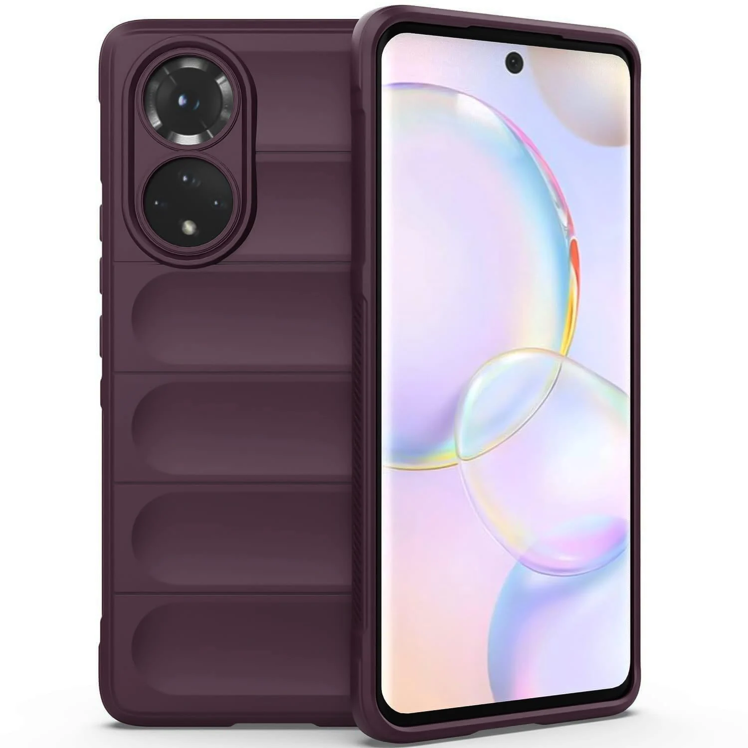 DL3 Mobilak Flexible Silicone and TPU Protective Case with Camera Protection for Honor 50 / Huawei Nova 9 - Wine Red