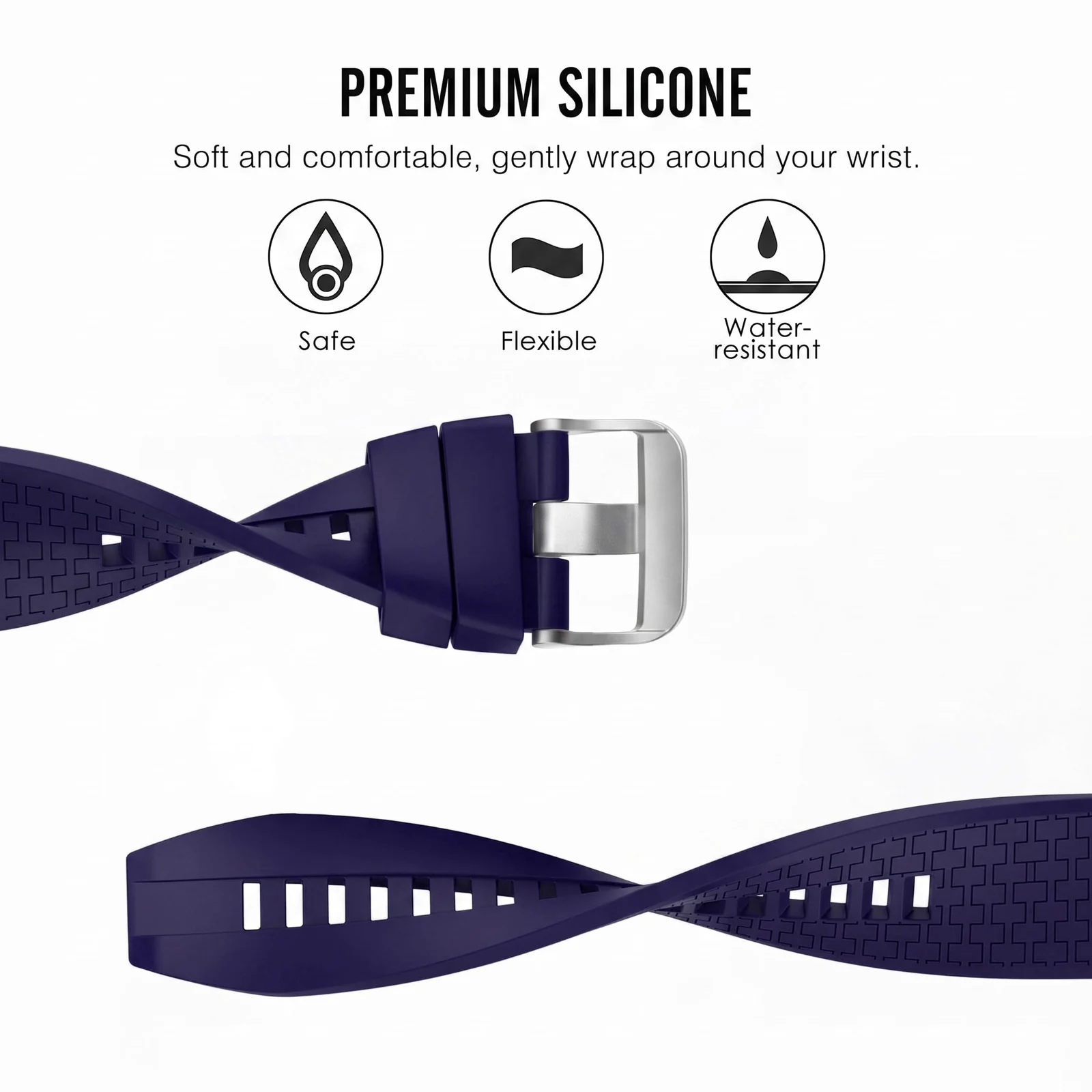 MOBIGON Soft TPU Silicone Sport Strap for Huawei Watch Fit 3 / 4 / 4 Pro / 5 / 5 Pro, Purple