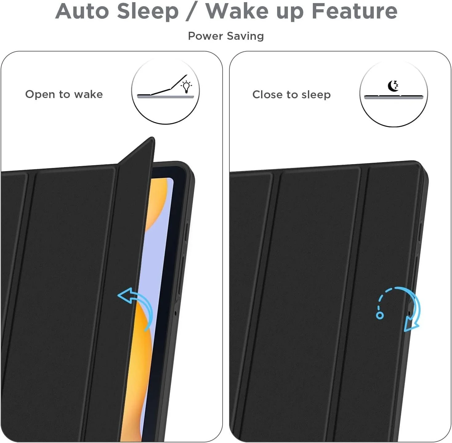DL3 Mobilak Smart Case For Samsung Galaxy Tab S6 Lite 10.4 inch 2022 (SM-P613/P619) & 2020 (SM-P610/P615) with Pencil Holder, Soft TPU Smart Stand Back Cover Auto Wake/Sleep - A. Black