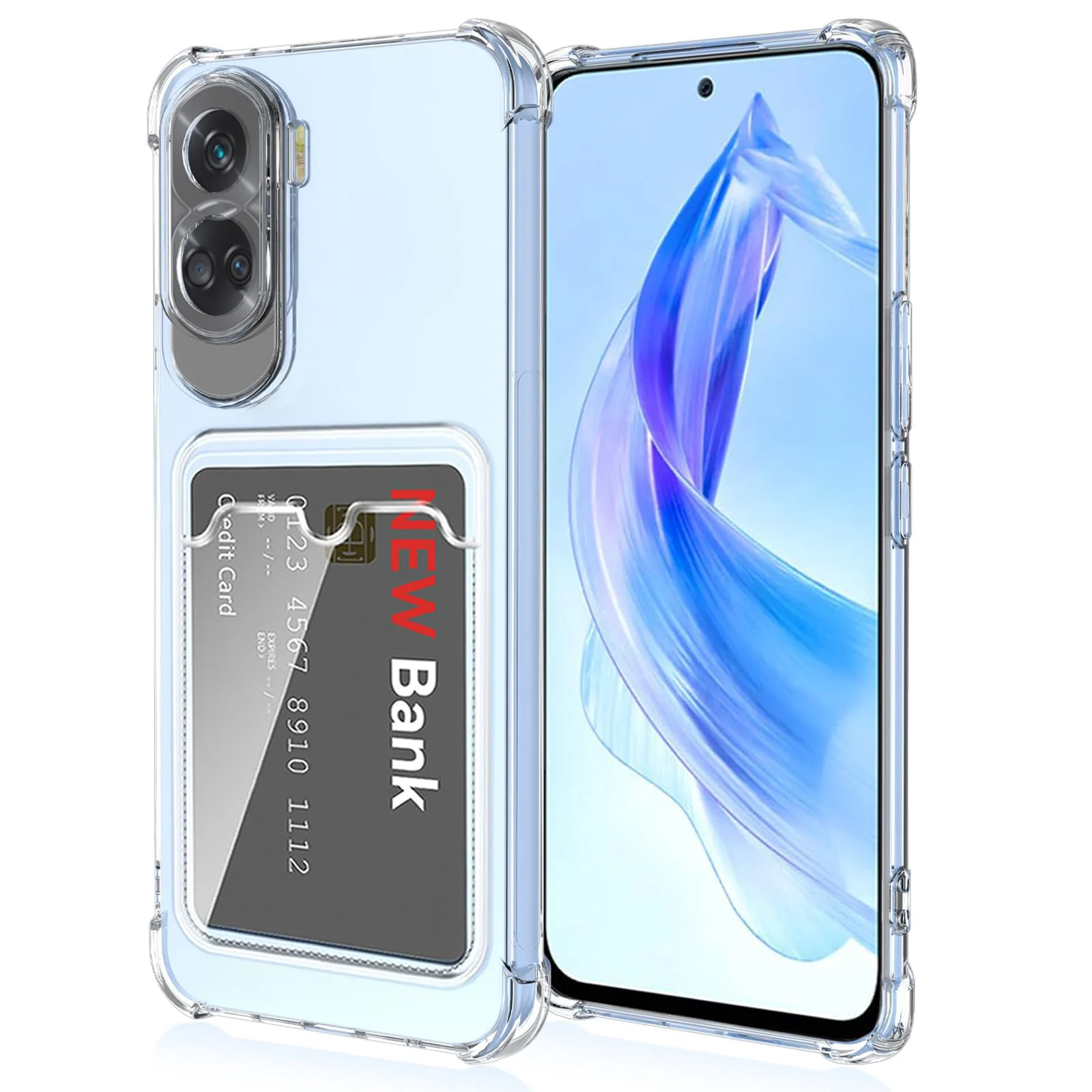 DL3 Mobilak Clear TPU Wallet Case with Card Slot and Camera Protection for Honor 90 Lite | Honor X50i - Transparent