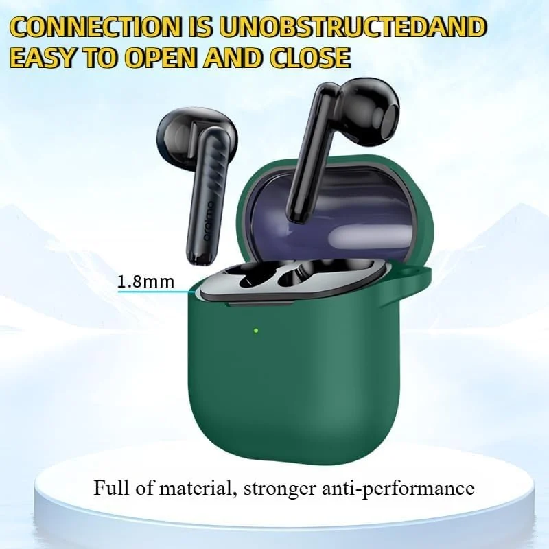 DL3 Mobilak Silicone Case Compatible with Oraimo Freepods Neo OTW-330S Earbuds, Soft Silicone Protective Case Cover, Shockproof Sleeve with Carabiner For Oraimo Freepods Neo OTW-330S - Green