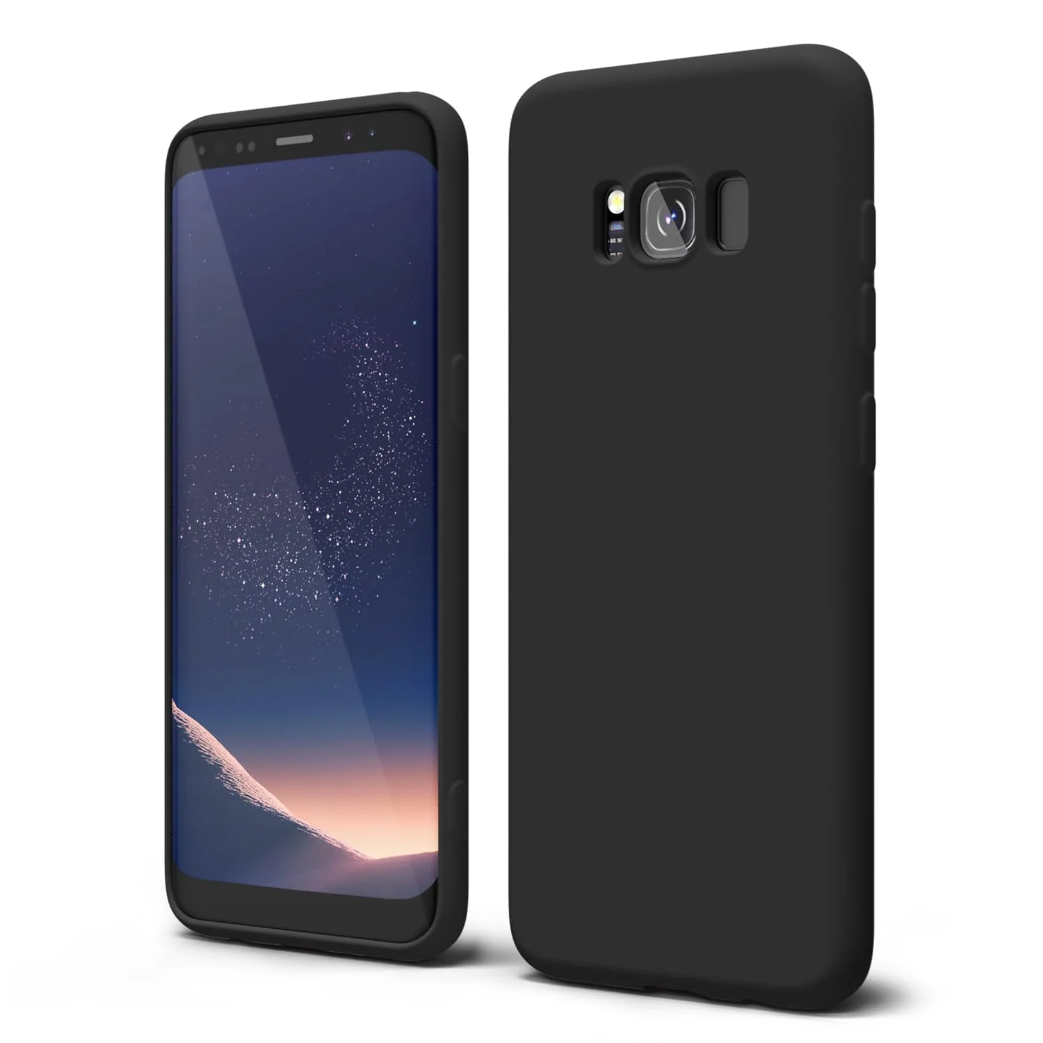 DL3 Mobilak Liquid Silicone Protective Case with Soft Microfiber Lining with Full Camera Protection for Samsung Galaxy S8+ Plus - Black