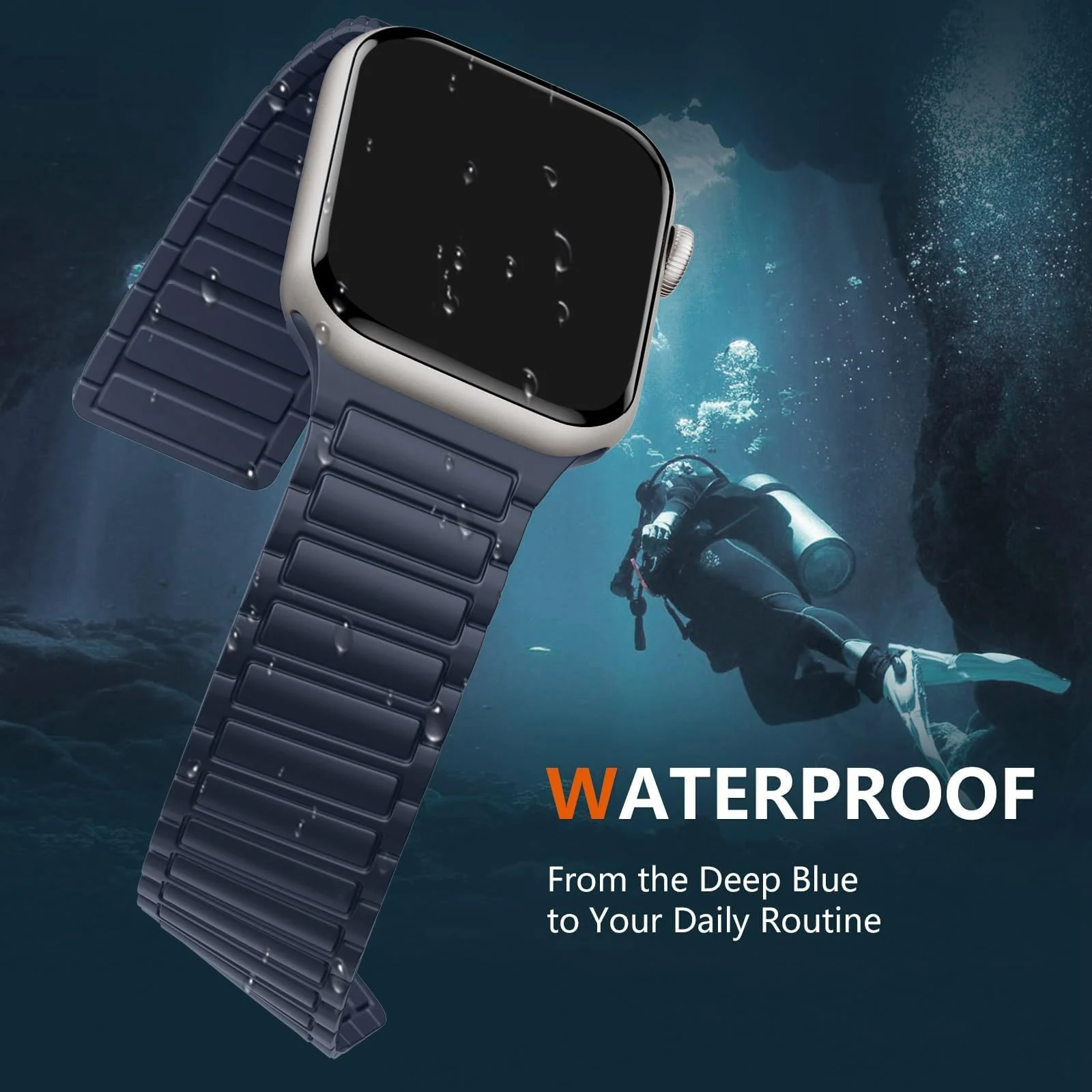 DL3 Mobilak Silicone Straps Compatible with Apple Watch Ultra Strap 49mm 46mm 45mm 44mm 42mm, Loop Band with Strong Magnetic Closure Designed for iWatch Ultra Ultra 2 Series 11 10 9 8 7 6 5 4 3 2 1 SE - A-Midnight Blue