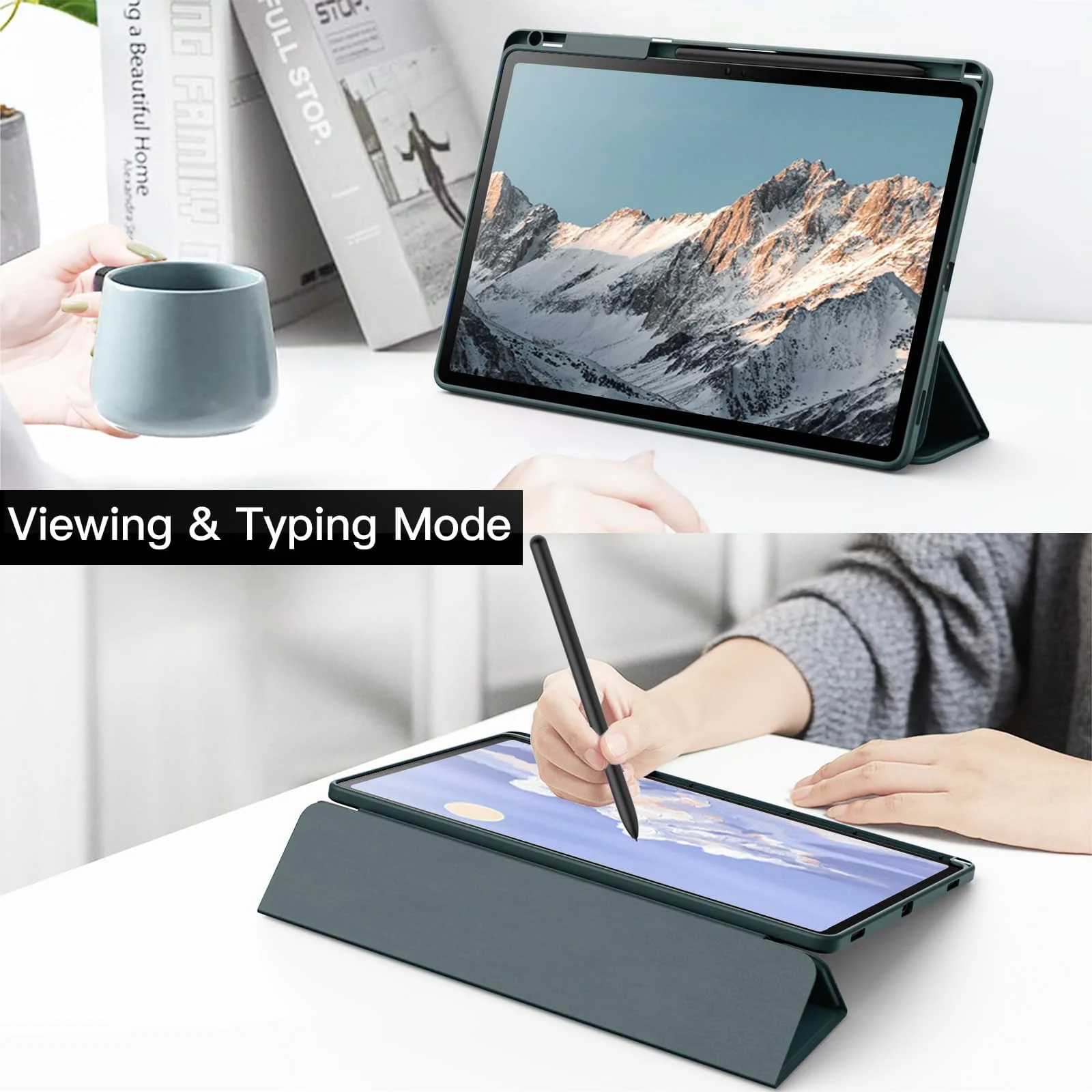 DL3 Mobilak Hybrid Slim Case for Samsung Galaxy Tab S8/Tab S7 11 Inch (Model SM-X700/X706/T870/T875/T878) with S Pen Holder, Cover with Clear Transparent Back Shell, Auto Wake/Sleep - Green