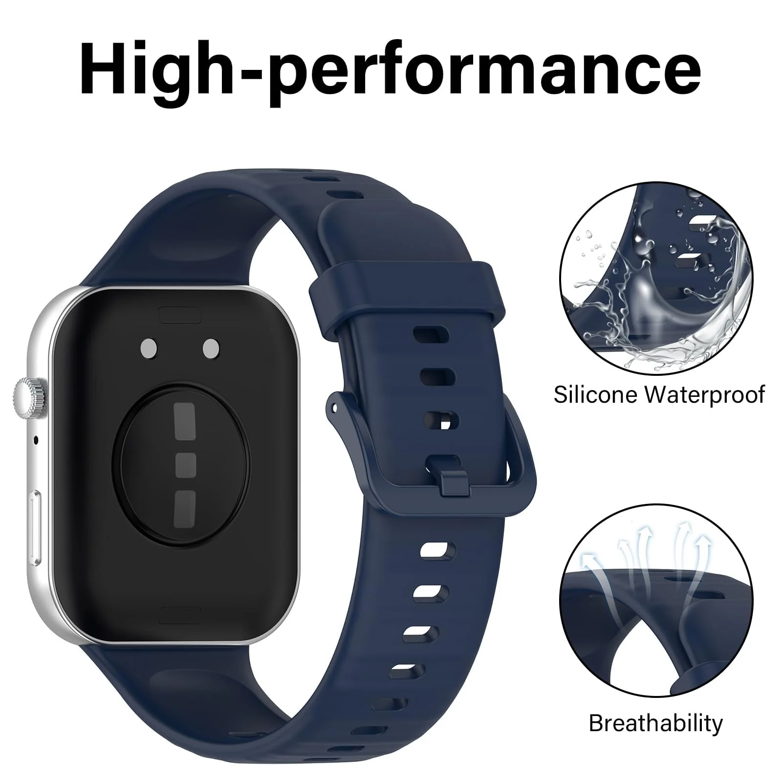 DL3 Mobilak Silicone Bracelet for Huawei Watch Fit 3/Watch Fit 4 Pro/Fit 4 Strap, Soft Silicone Sport Replacement Strap for Women/Men, Adjustable Waterproof Sports Band - Blue