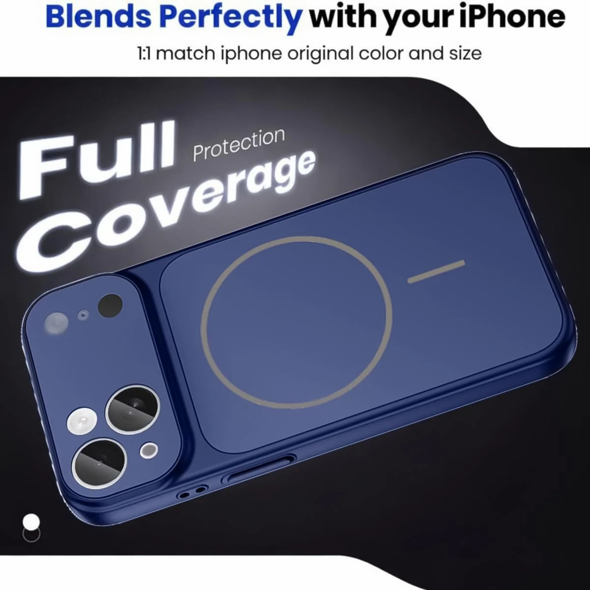 DL3 Mobilak MagSafe-Compatible Magnetic Case for iPhone 13, iPhone 14 with Camera Protection and Shockproof Design - Blue