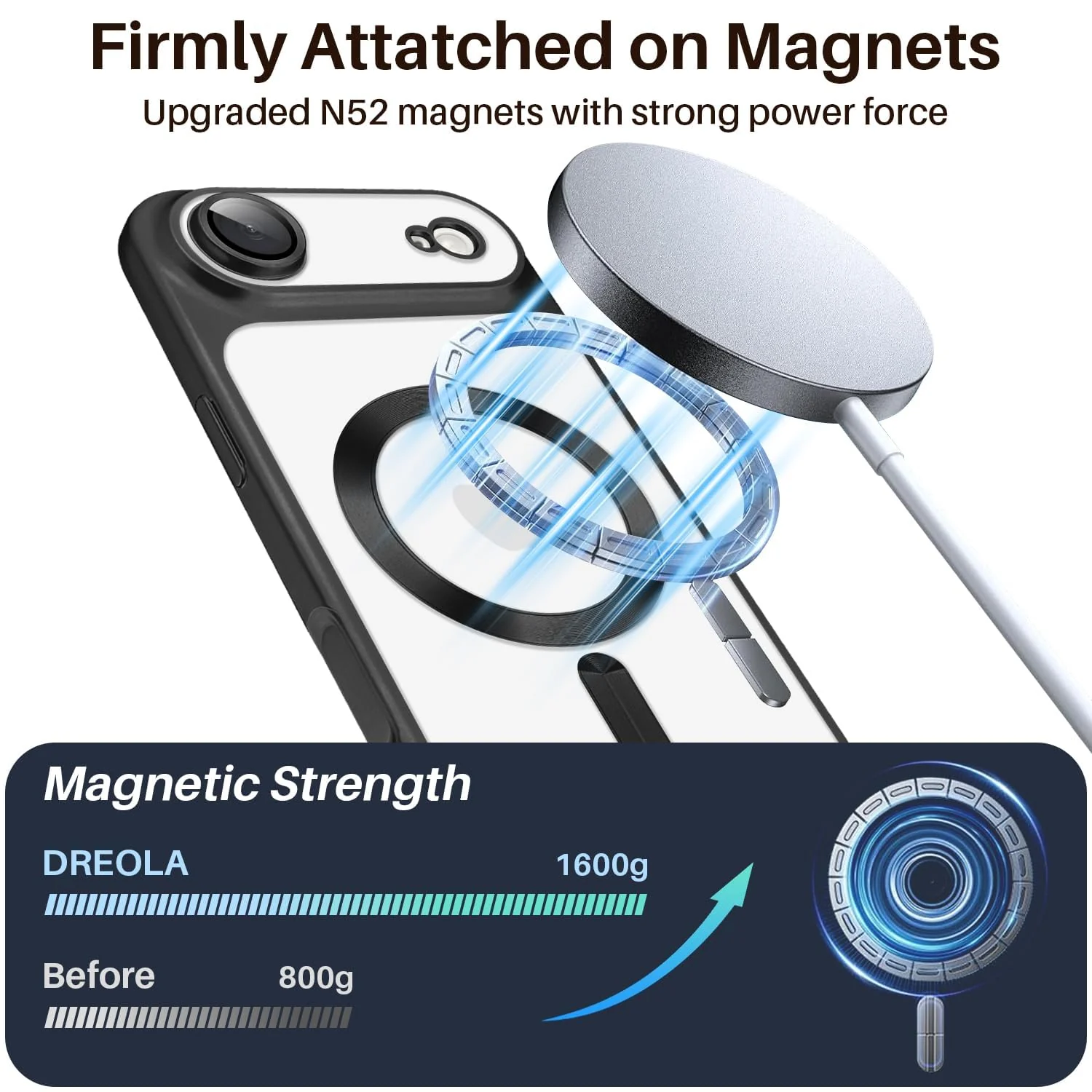 DL3 Mobilak Clear MagSafe-Compatible Magnetic Case for iPhone 17 Air / iPhone Air Phone Case / iPhone Air Case Magnetic with Camera Protection and Military-Grade Protection - Black