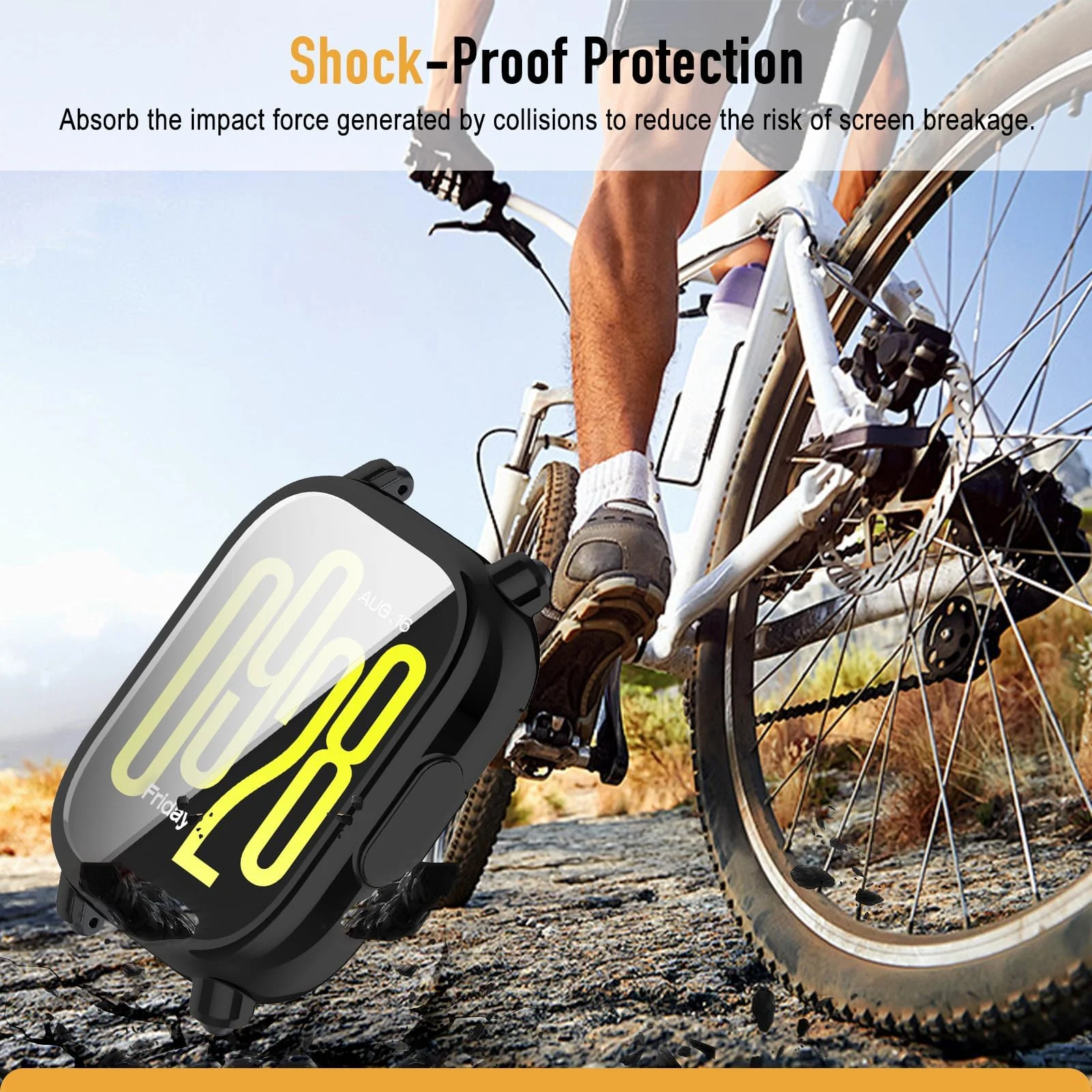 DL3 Mobilak Case for Xiaomi Redmi Watch 5 Active, Case with Screen Protector, HD Protection Cover, Soft Silicone Screen Protector Cover for Xiaomi Redmi Watch 5 Active - Black