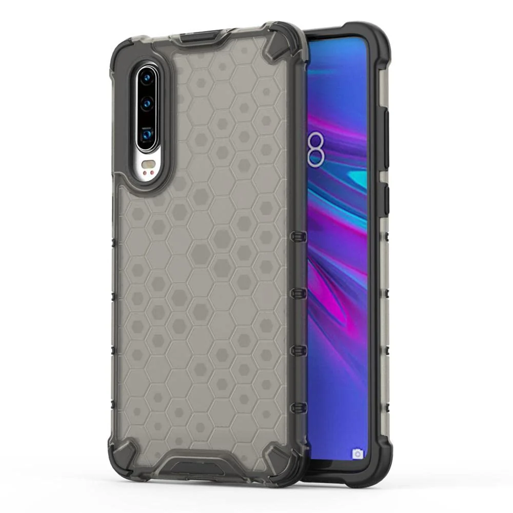 DL3 Mobilak Honeycomb Protective Case for Huawei P30, Shock-absorbing protection, Transparent design, Slim, lightweight profile - Black
