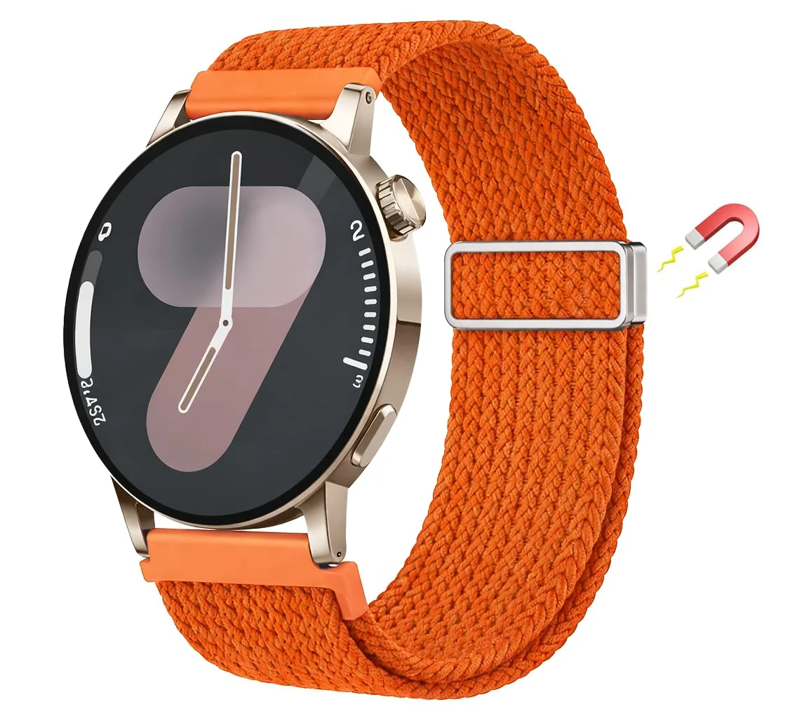 DL3 Mobilak 18mm Nylon Braided band compatible with Huawei Watch GT6 41mm/GT5 Pro 42mm/GT5 41mm/GT4 41mm/Huawei Watch 5 42mm, Magnetic Buckle Stretchy Nylon Strap for Garmin Venu 2S/3S/Vivomove 3S/Vivoactive 4S