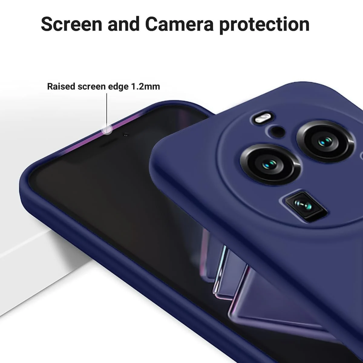 DL3 Mobilak Liquid Silicone Protective Case with Soft Microfiber Lining with Full Camera Protection for OPPO Find X6 Pro - Blue 2