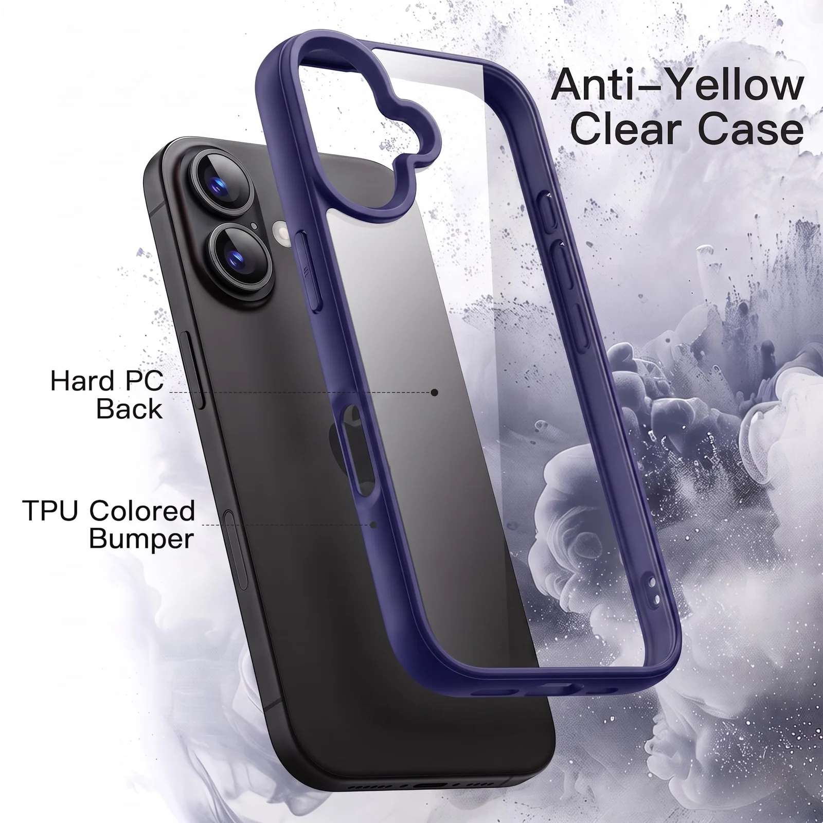 DL3 Mobilak Case For iPhone 17 6.3-Inch, Crystal Clear Case [Not Yellowing] [Military Grade Drop Protection] Shockproof Protective Transparent Protective Slim Cover - Navy Blue
