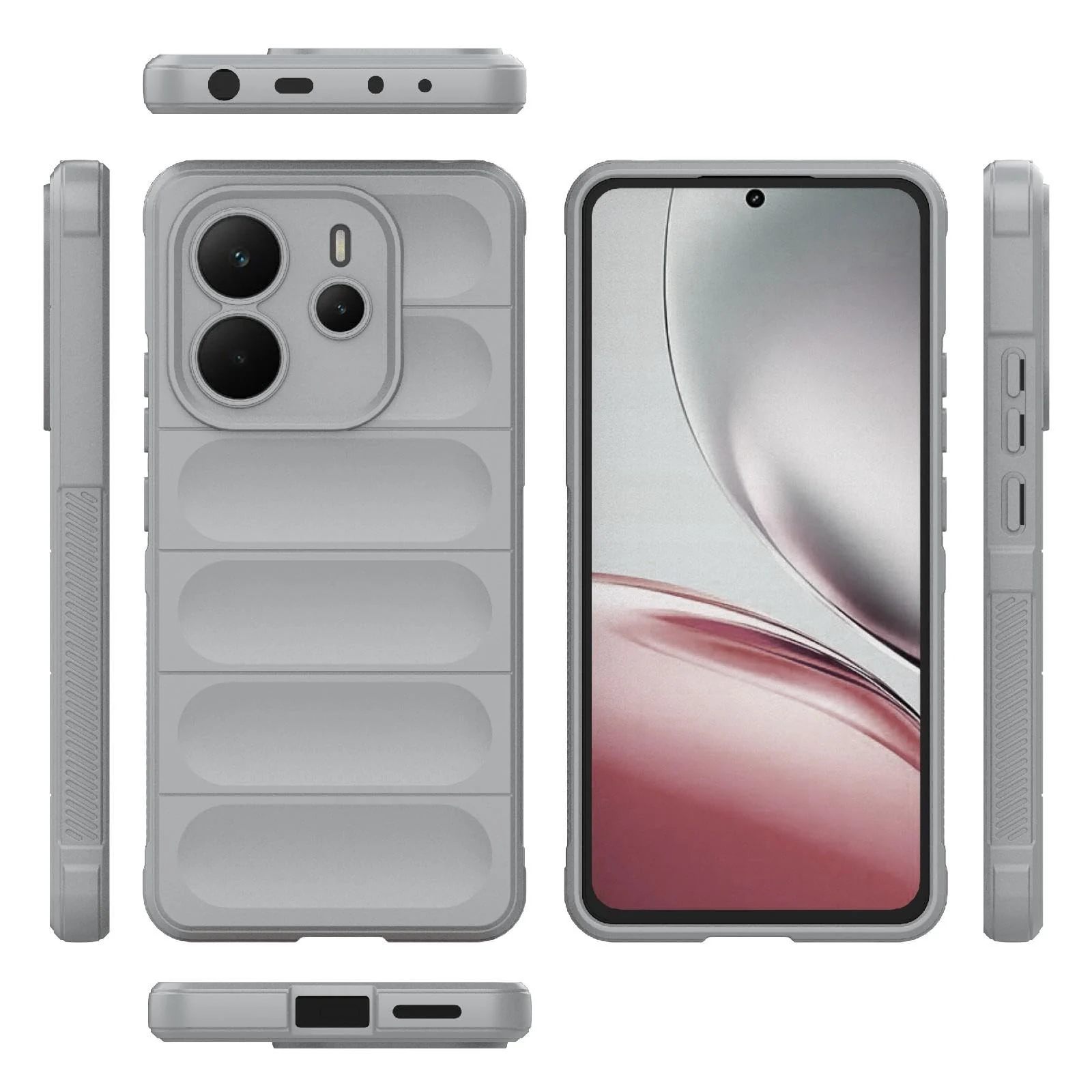 DL3 Mobilak Flexible Silicone and TPU Protective Case with Camera Protection for Xiaomi Redmi Note 14 4G - Gray