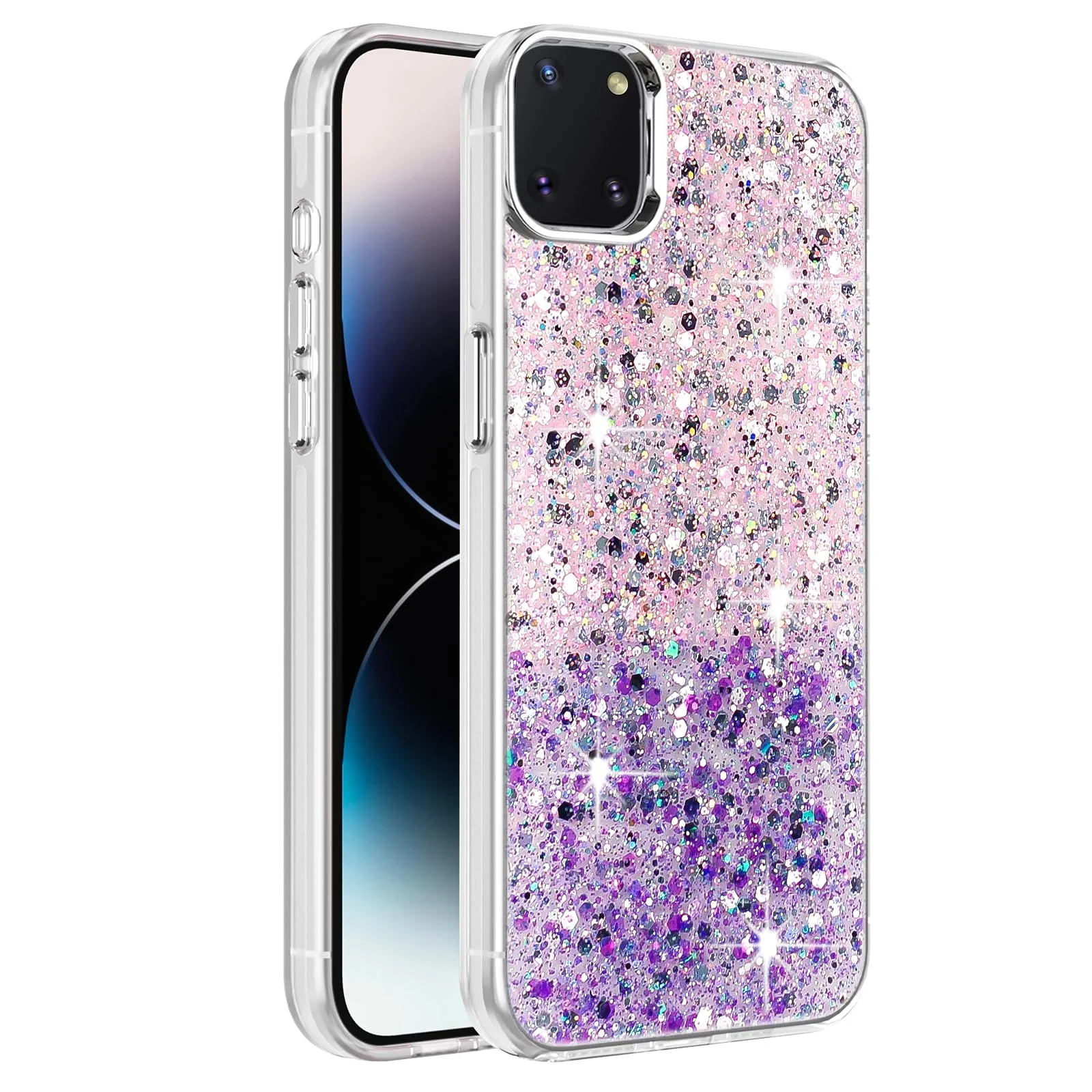 DL3 Mobilak Glitter Protective Case for Samsung Galaxy Note 10 Lite, Supports wireless charging, Camera protection, Shock-absorbing protection - Pink Purple