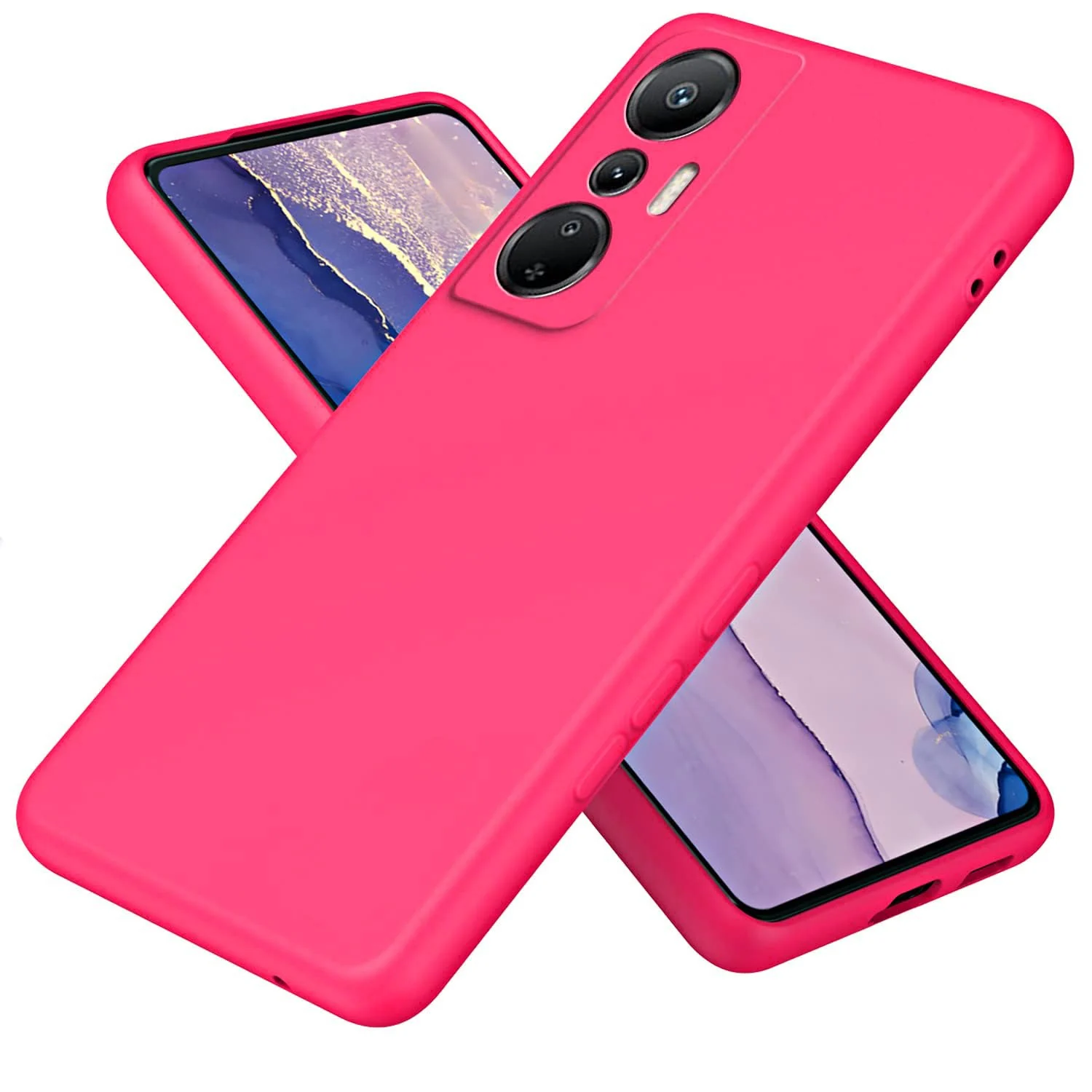 DL3 Mobilak Silicone Protective Case for Infinix Hot 20, Shock-absorbing protection, Scratch-resistant surface, Soft microfiber lining - Hot Pink