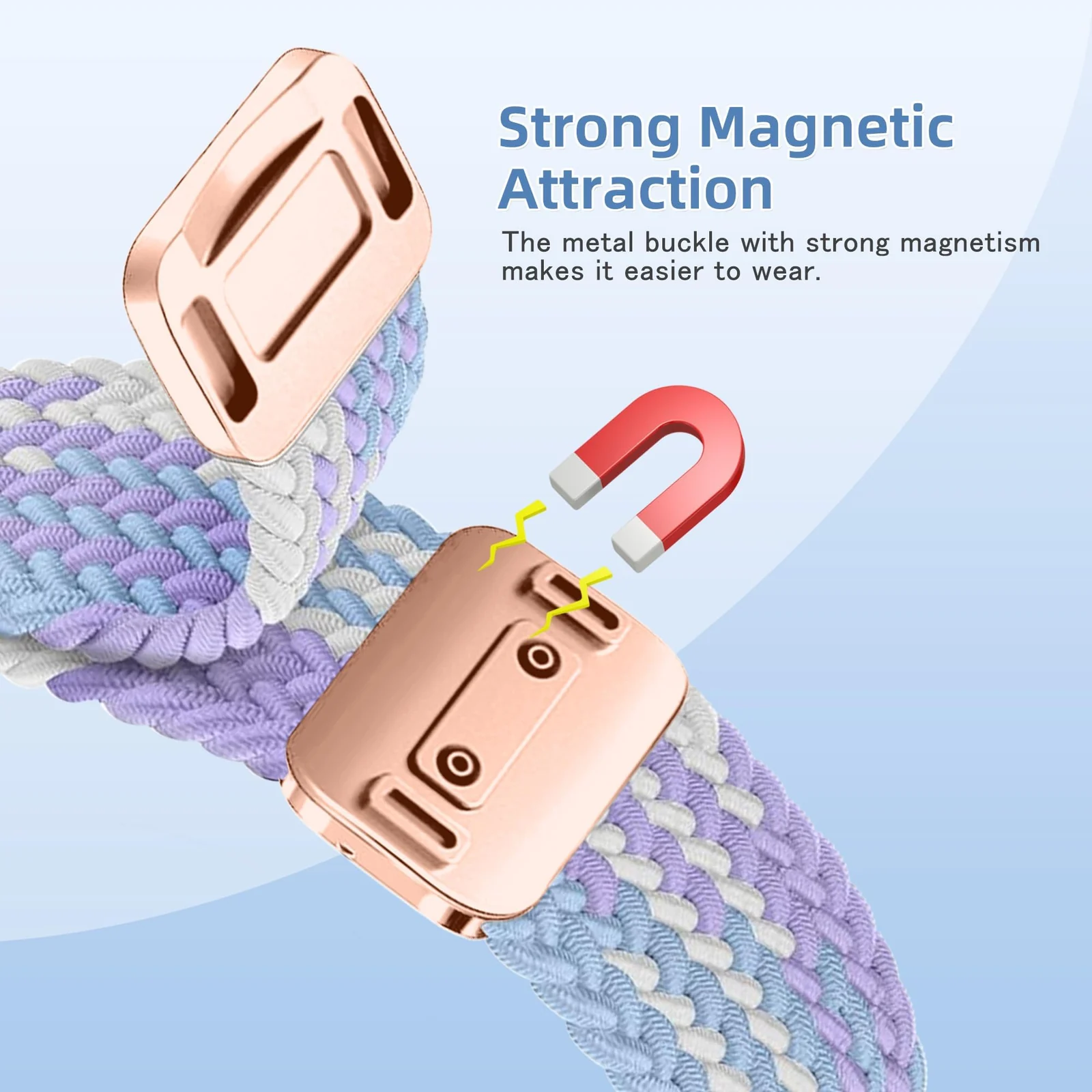 DL3 Mobilak Braided Strap for Xiaomi Mi Band 10/9/8, Men Women Breathable Elastic Nylon with Magnetic Buckle Watch Band for Xiaomi Smart Band 10/Xiaomi Smart Band 9/8 - Purple Blue