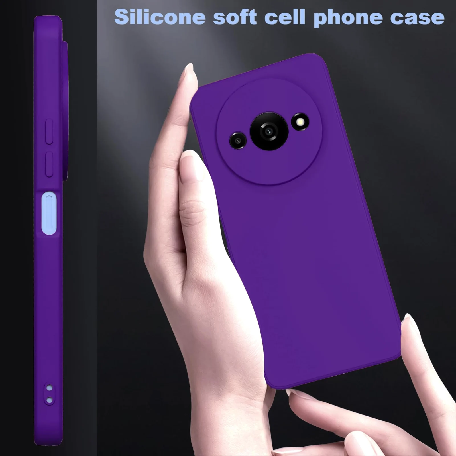 DL3 Mobilak Xiaomi Redmi A3 Case, Soft Flexible Liquid Silicone Gel Rubber Bumper Cover, Full Body Shockproof Protective Phone Case - Purple