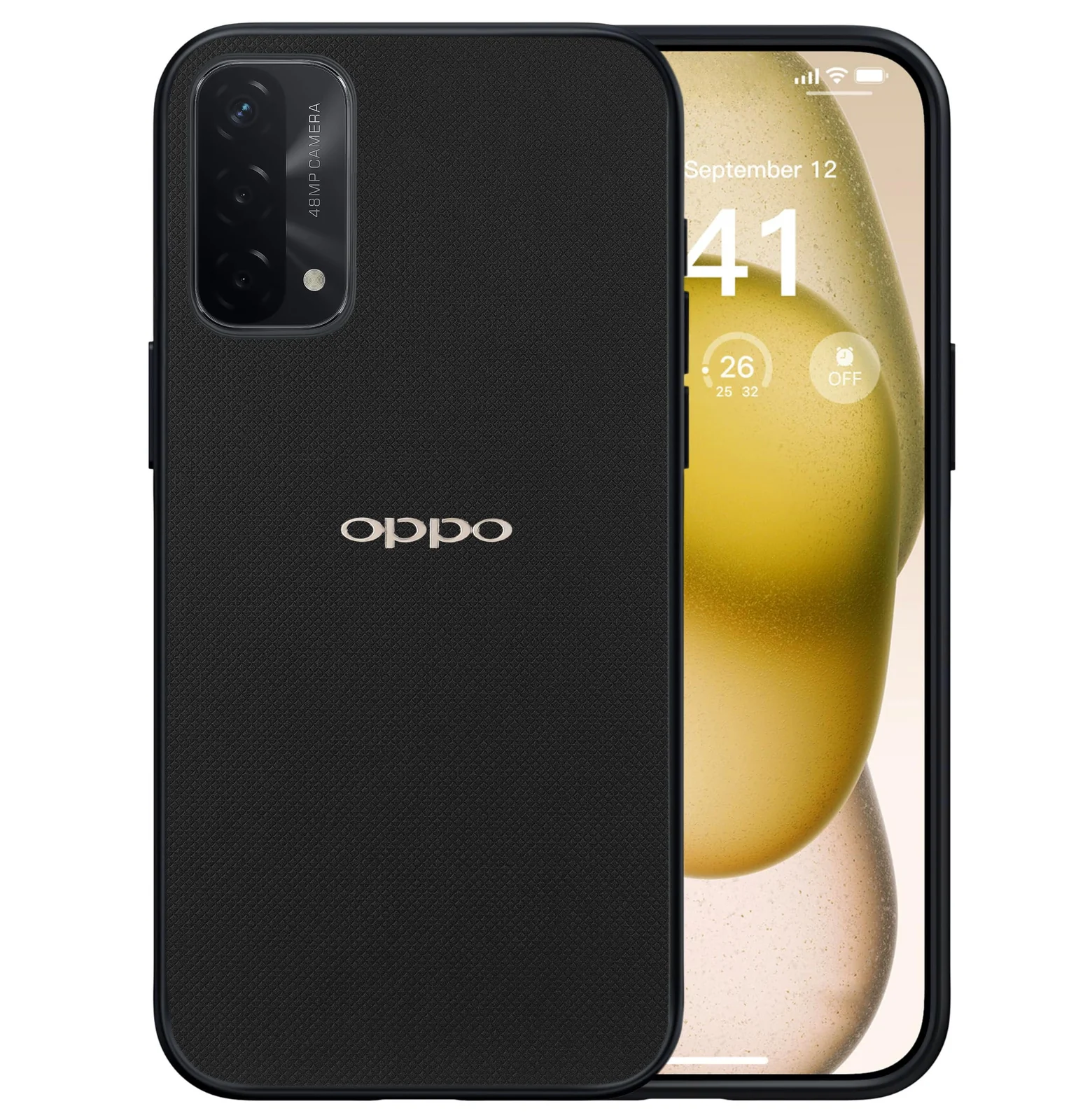 Dl3 Mobilak Compatible with Oppo A74 4G / A95 4G / Oppo F19 4G / Reno 6 Lite Case Dual Layer Heavy Duty Cell Phone Protective Cover Shockproof Rugged with Non-Slip Textured - Black