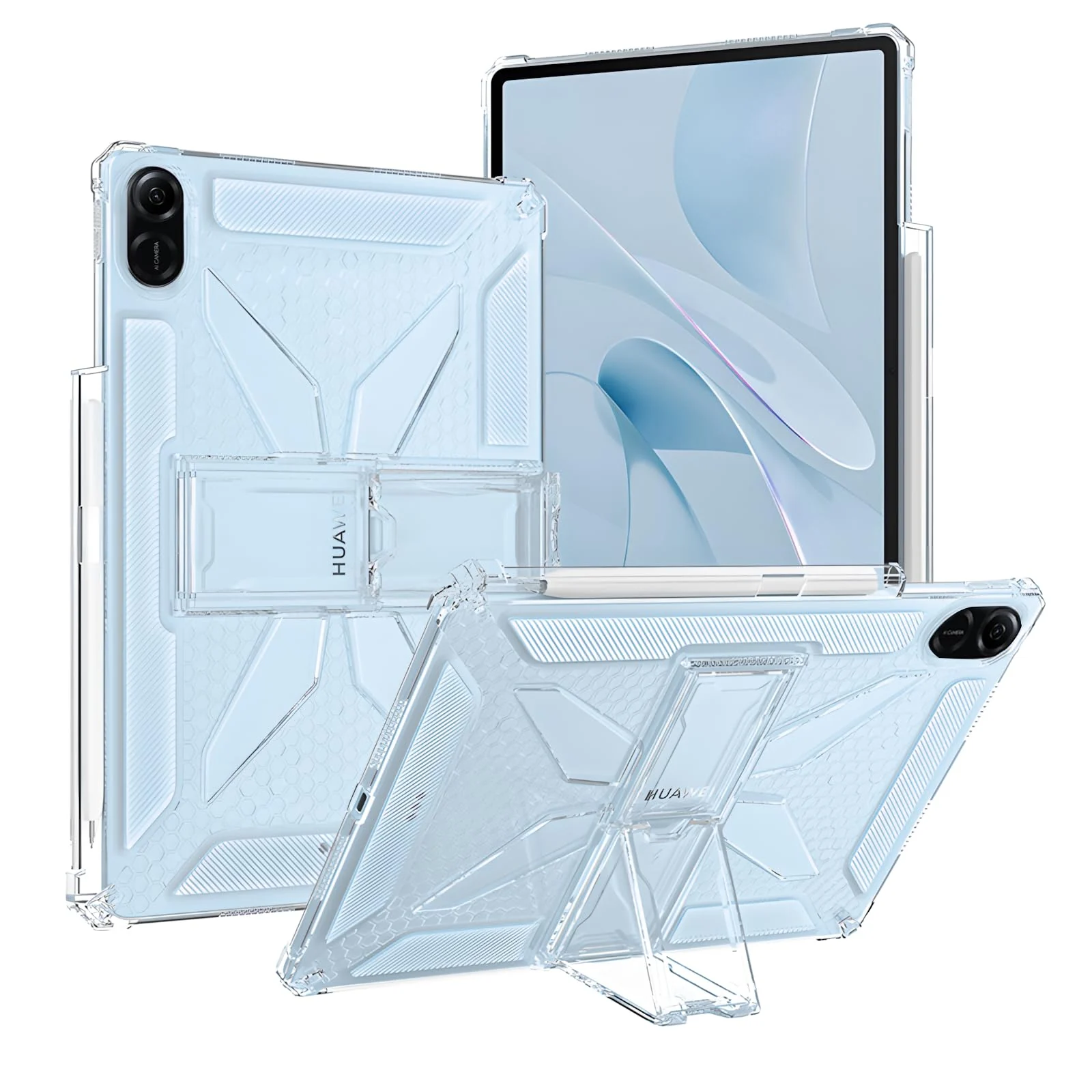 DL3 Mobilak Transparent Stand Case for Huawei MatePad SE 11 inch 2024 Tablet Shockproof, Thin Slim Lightweight Anti-Yellowing Bumper, Kickstand Cover, with Pencil Holder - Clear