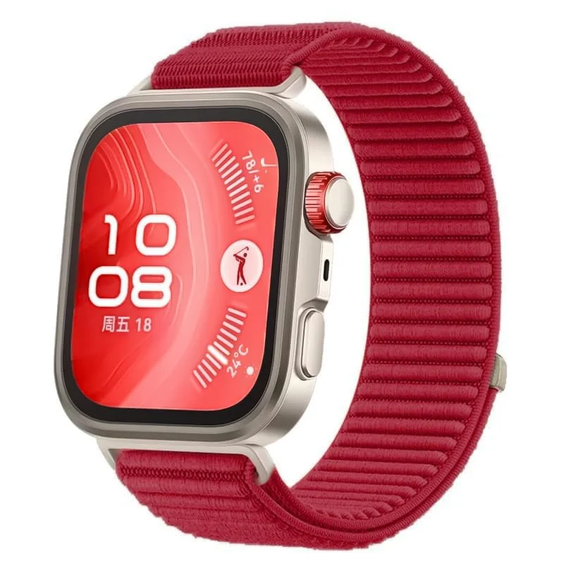 DL3 MOBILAK Elastic Nylon Watch Strap for Huawei Watch Fit 3 / Fit 4 / Fit 4 Pro / Fit 5 / Fit 5 Pro, Red