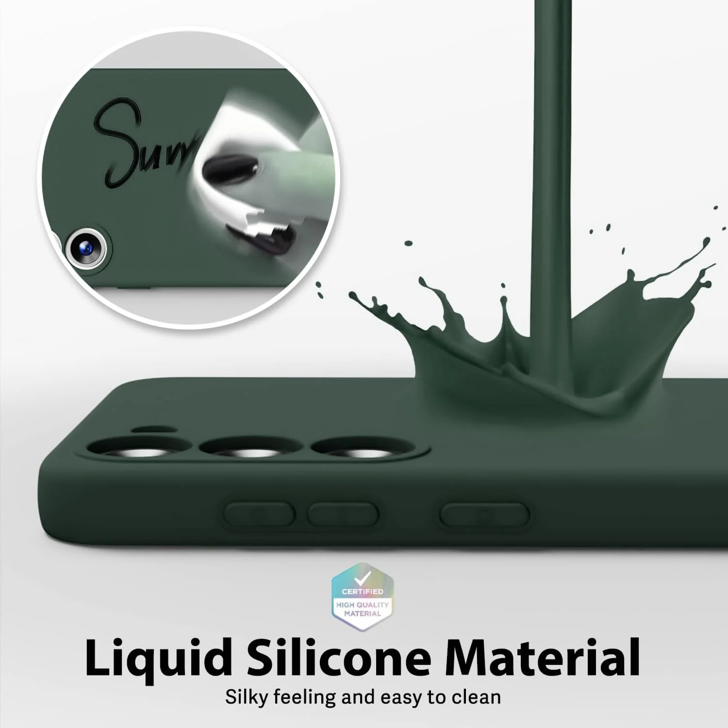 DL3 Mobilak Liquid Silicone Protective Case for Samsung Galaxy Note10 with Microfiber Lining and Shockproof Design - Green