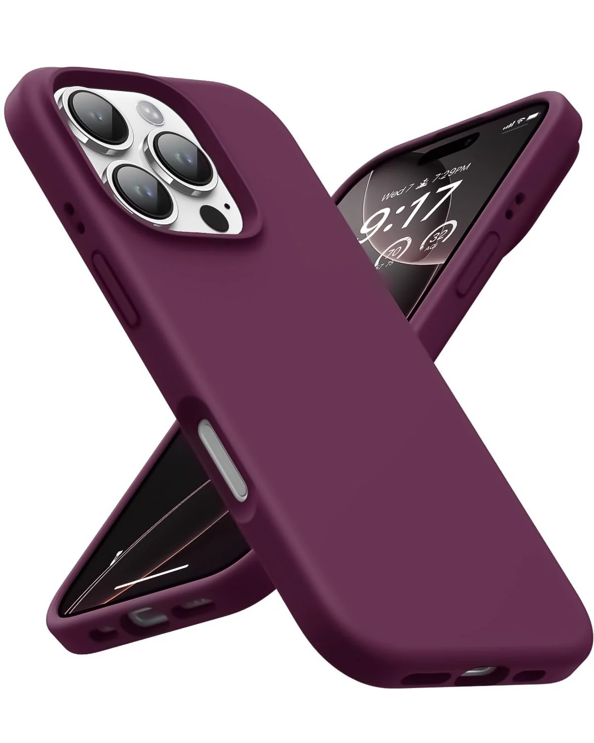 DL3 Mobilak Liquid Silicone Protective Case with Soft Microfiber Lining for iPhone 16 Pro - Wine Red