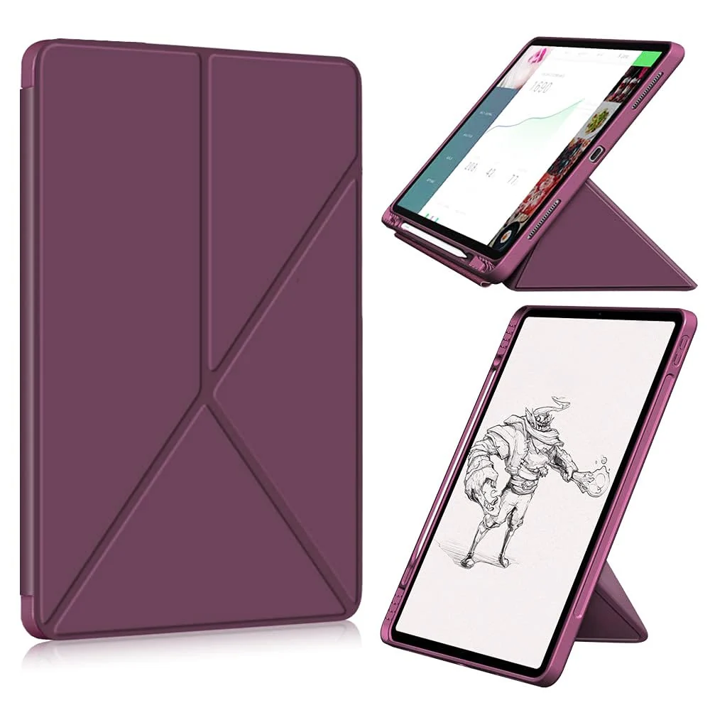 DL3 Mobilak Compatible with iPad Pro 11 Inch 2022(4th Gen)/2021(3rd Gen)/2020(2nd Gen) Case, Smart Stand, Pencil Holder, Shockproof Slim Lightweight Leather Cover, Modern Abstract Design - Wine Red
